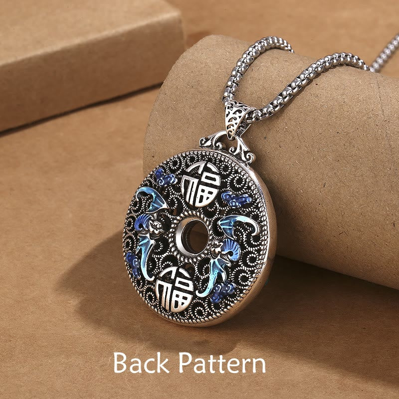 Koi Fish Lotus Peace Buckle Fu Character Wealth Necklace
