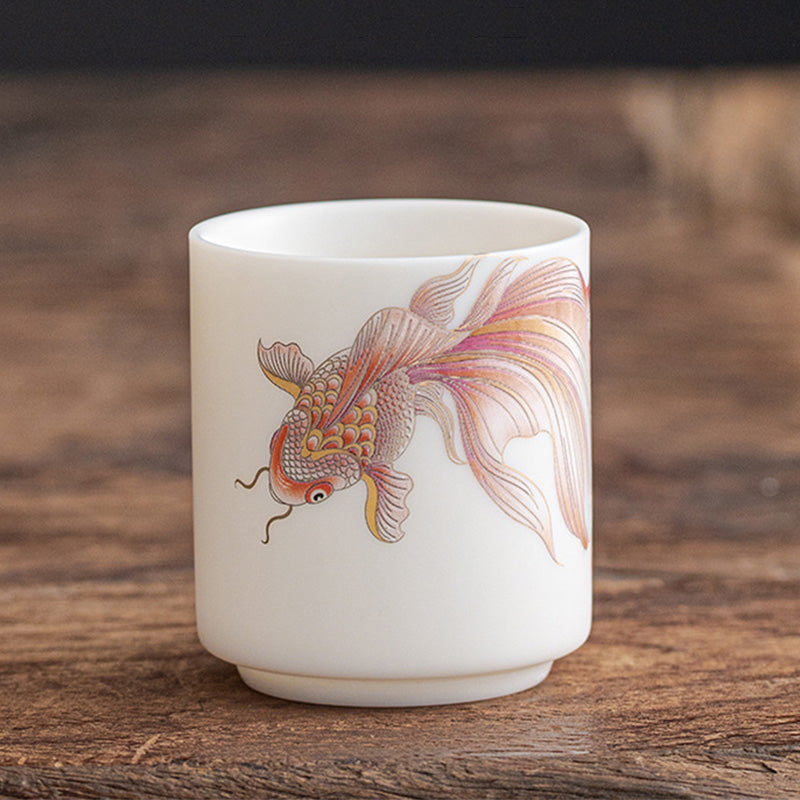 Koi Fish Porcelain Teacup 150ml Ceramic Zen Decor