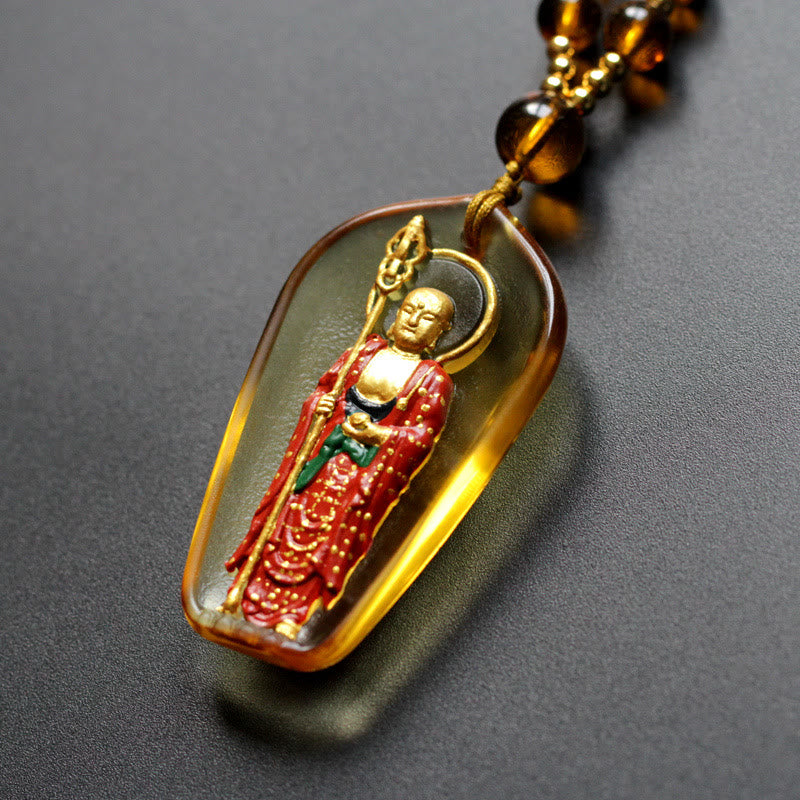 Ksitigarbha Buddha Liuli Crystal Compassion Necklace