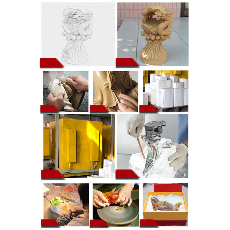 Kwan Yin Avalokitesvara Liuli Crystal Statue - 15.5cm Handmade