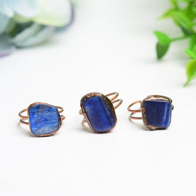 Kyanite Crystal Spiritual Ring with Polished Copper Band
