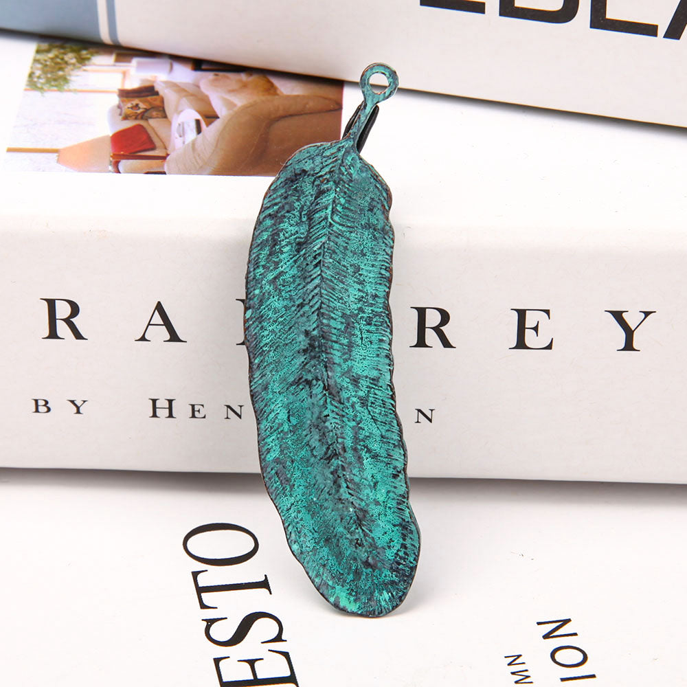 Kyanite Metal Feather Pendant for Spiritual Protection