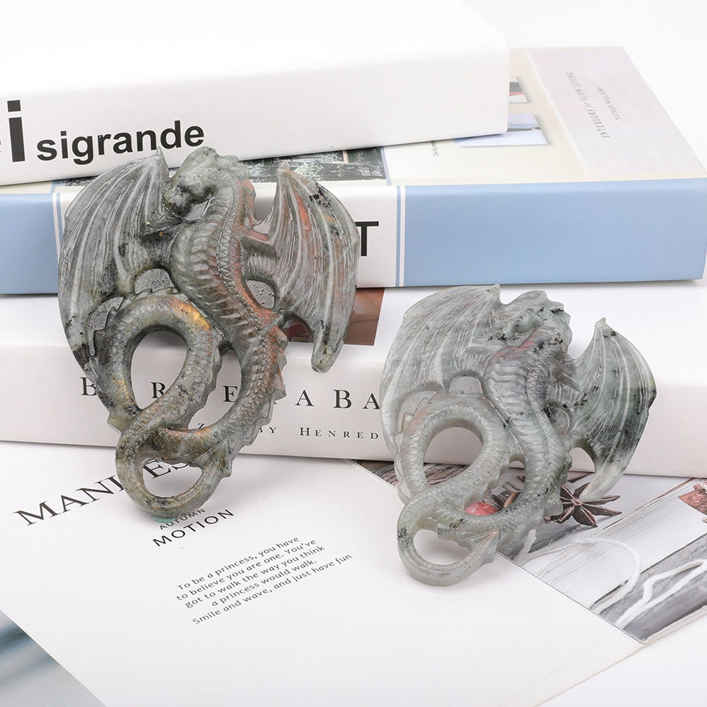 Labradorite Crystal Dragon Carving 3.6in Display Ornament