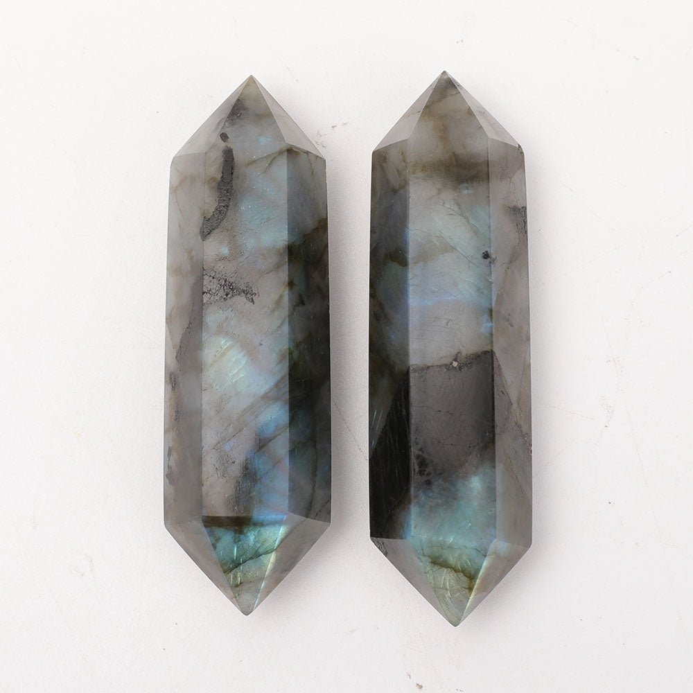 Labradorite Double Terminated Crystal Points Set 3.0-3.3 Inch
