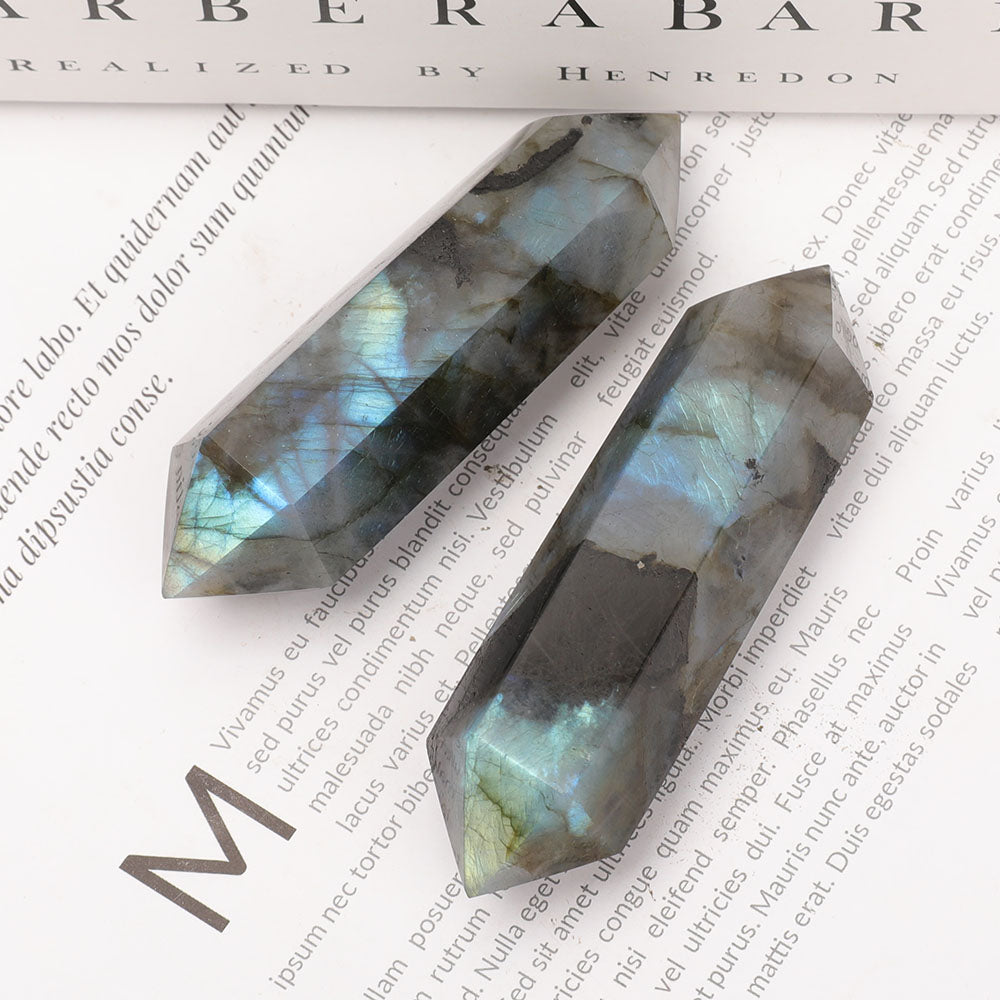 Labradorite Double Terminated Crystal Points Set 3.0-3.3 Inch