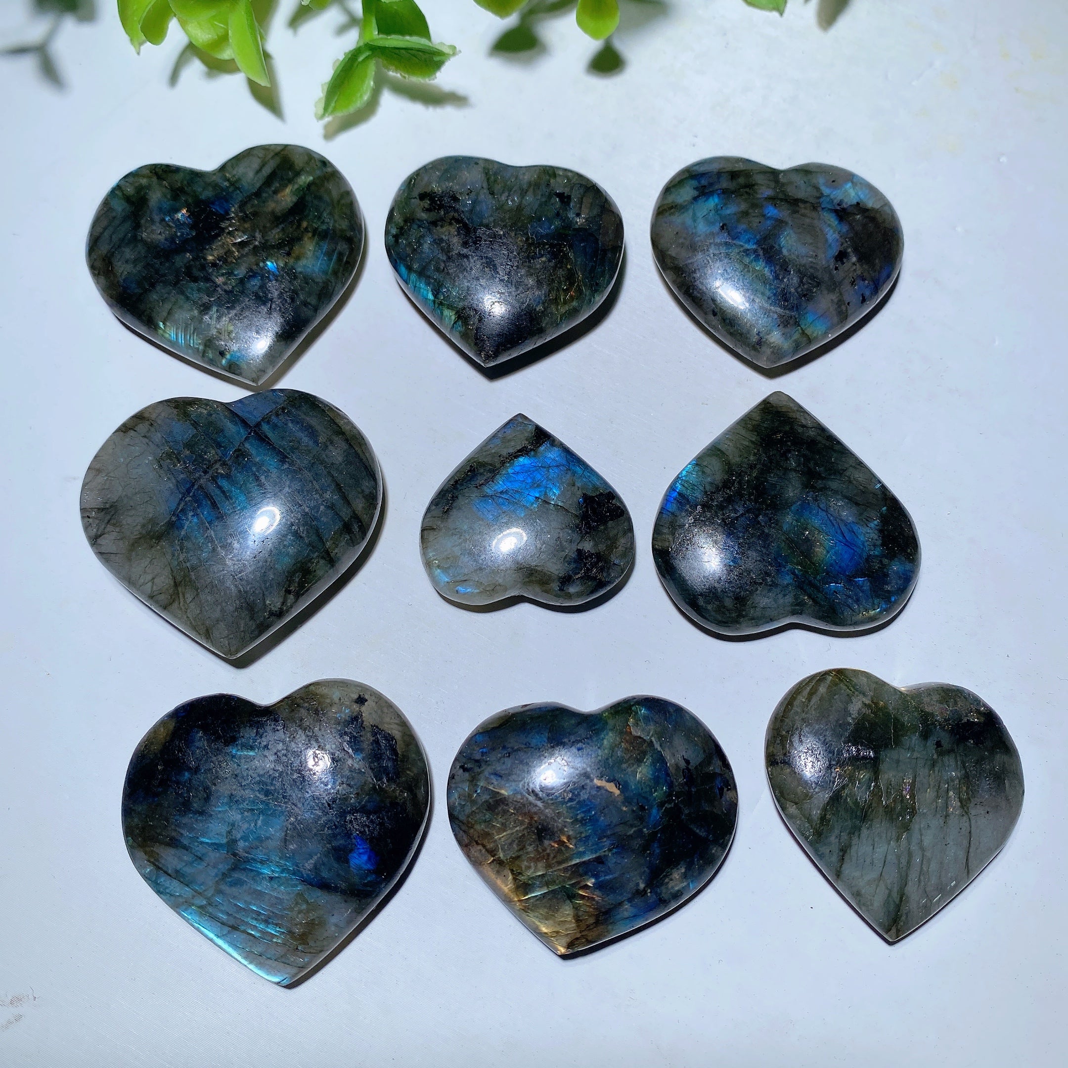 Labradorite Heart Crystal Carvings 1-1.5 Inch Healing Stones