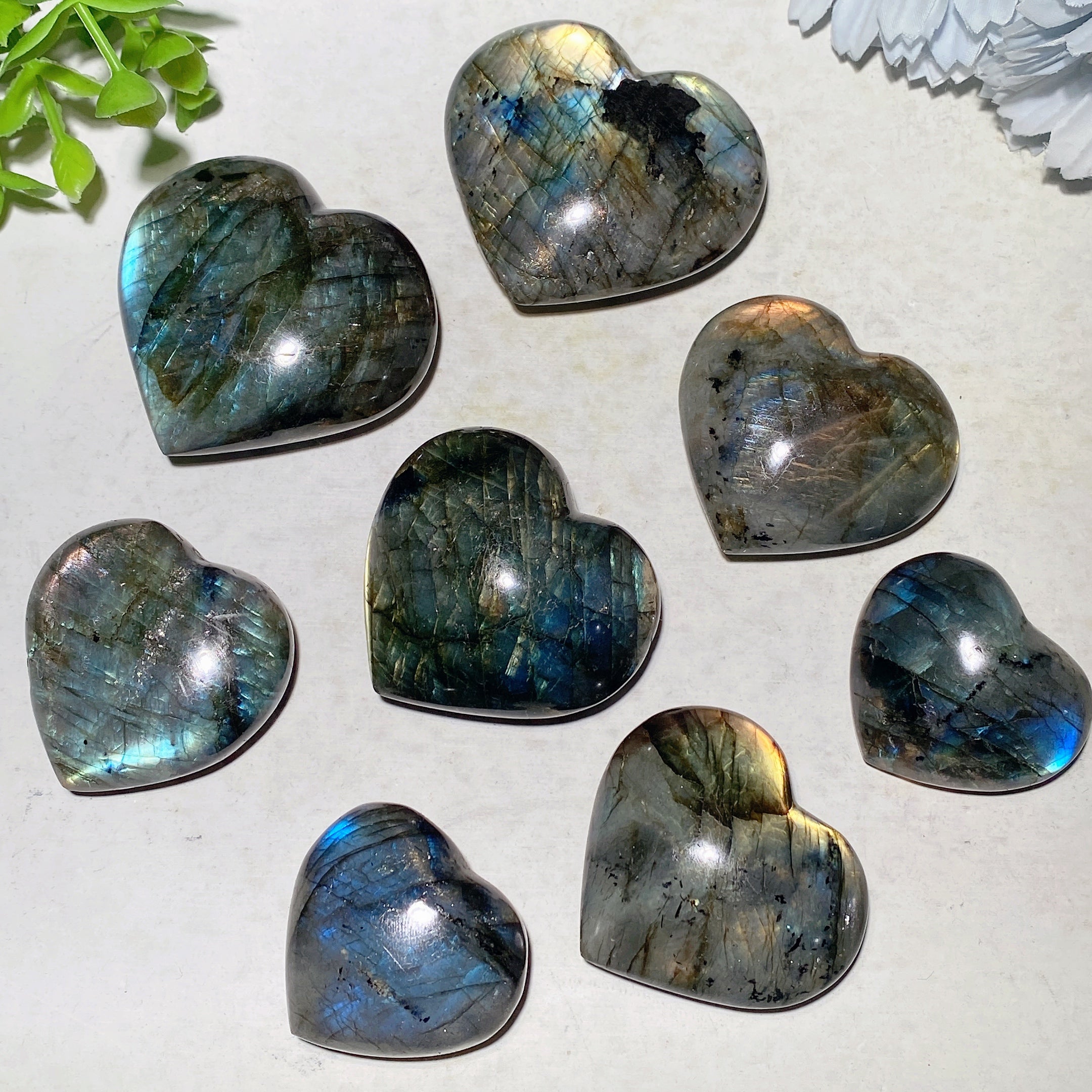 Labradorite Heart Crystal Carvings 1.8-2.0 inches Healing