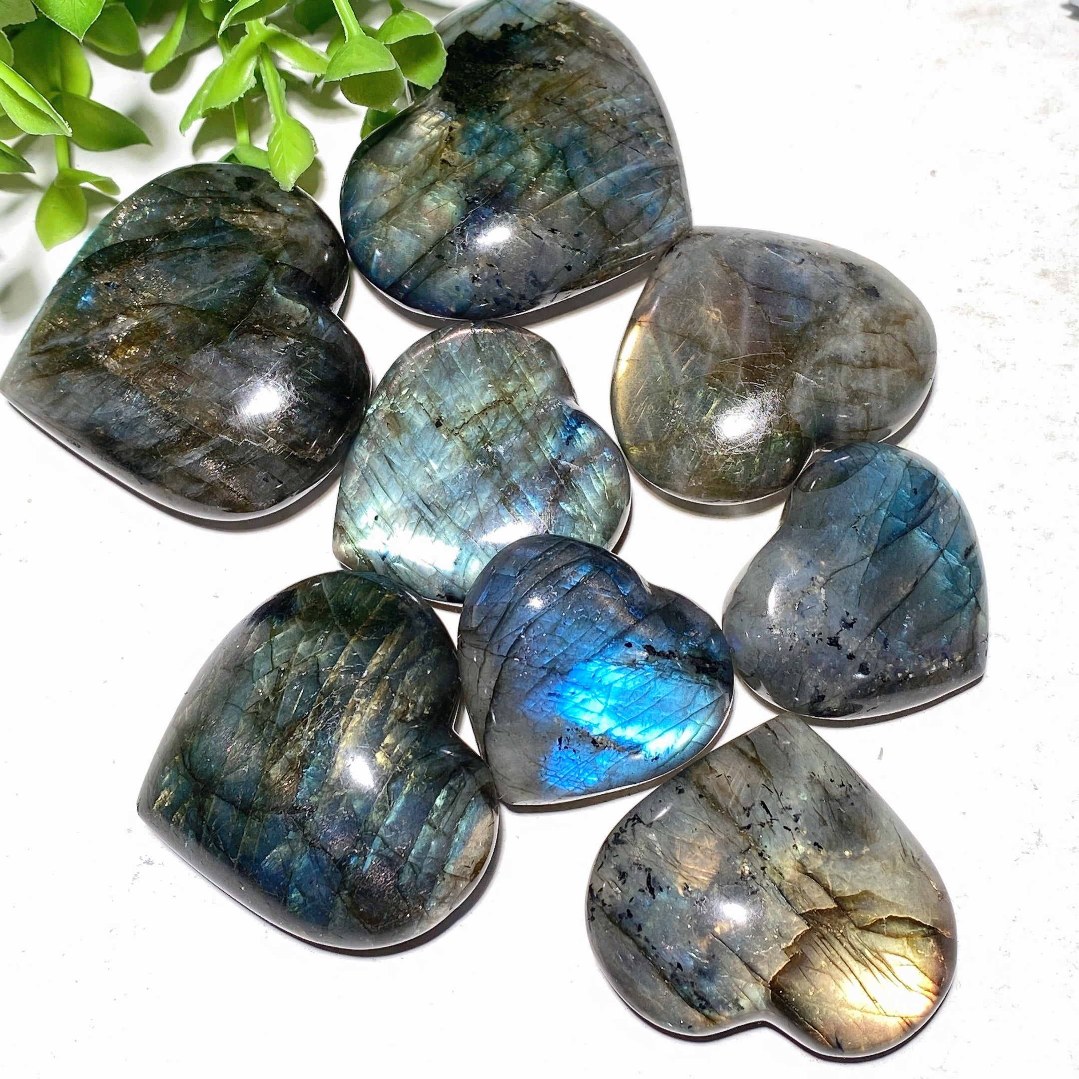 Labradorite Heart Crystal Carvings 1.8-2.0 inches Healing