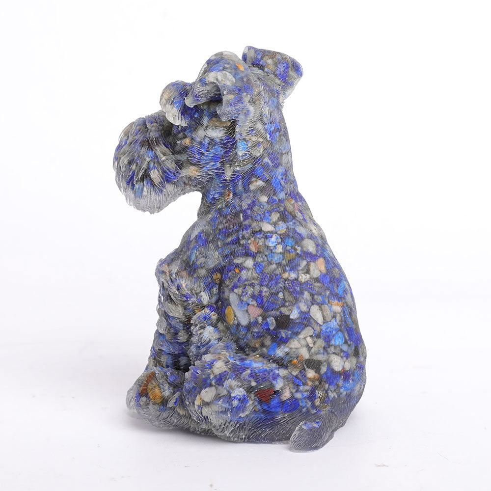Lapis Gravel Schnauzer Resin Dog Figurine 2.5in Spiritual