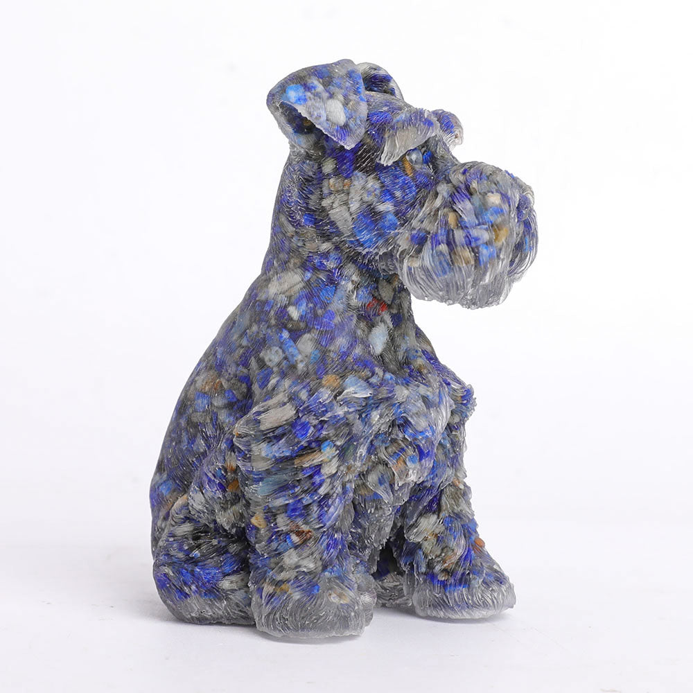 Lapis Gravel Schnauzer Resin Dog Figurine 2.5in Spiritual