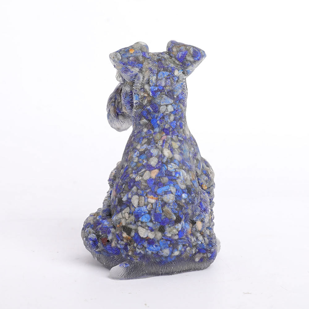 Lapis Gravel Schnauzer Resin Dog Figurine 2.5in Spiritual