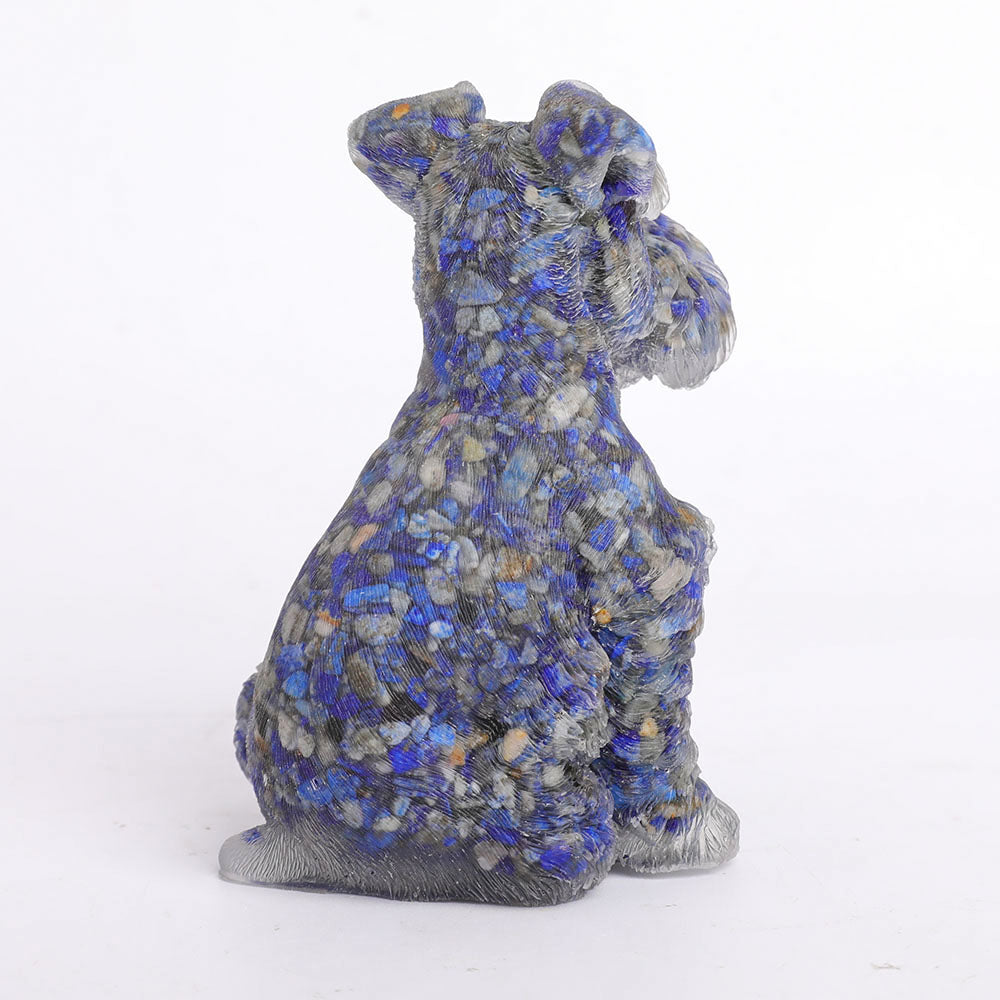 Lapis Gravel Schnauzer Resin Dog Figurine 2.5in Spiritual