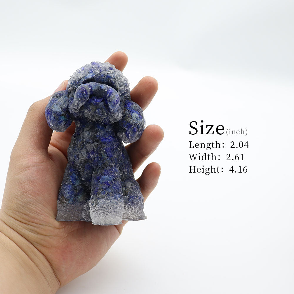 Lapis Gravel Toy Poodle Resin Dog Figurine 4.16in