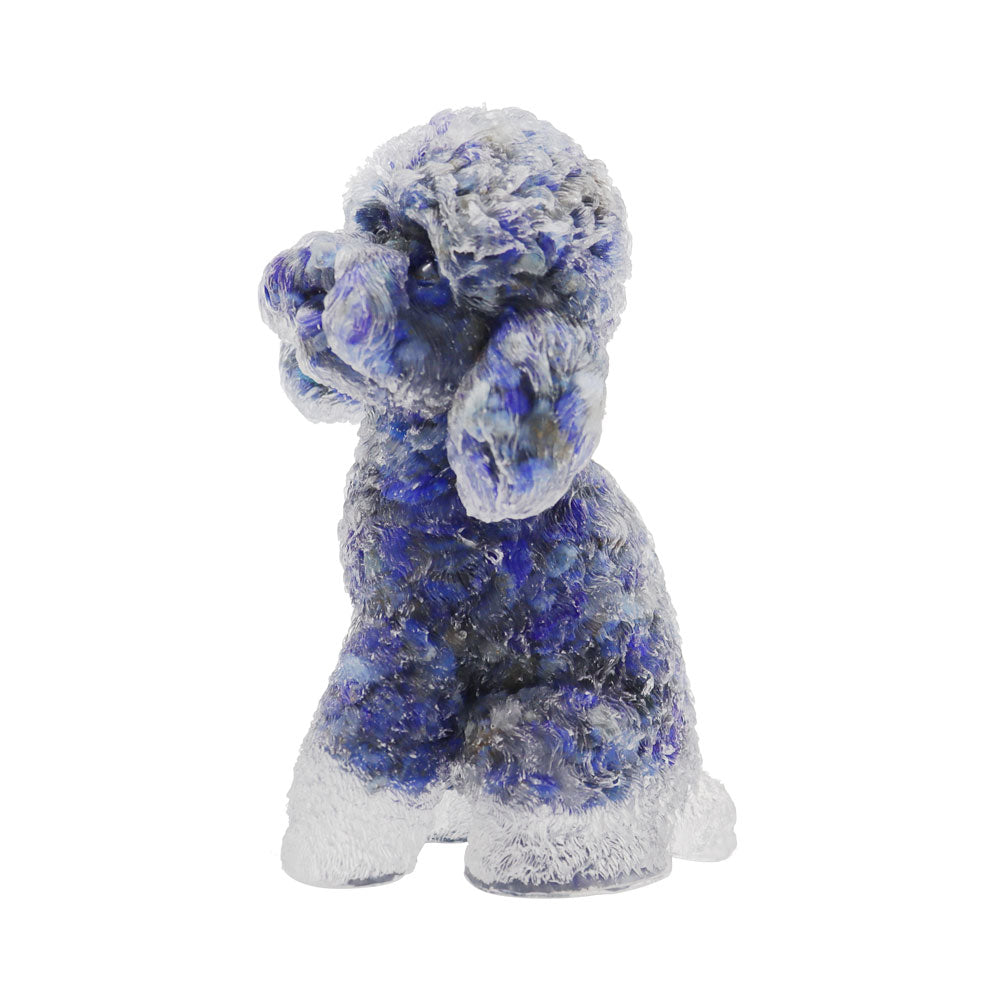 Lapis Gravel Toy Poodle Resin Dog Figurine 4.16in