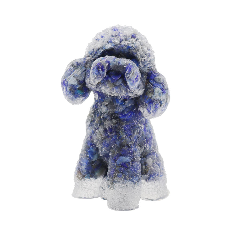 Lapis Gravel Toy Poodle Resin Dog Figurine 4.16in