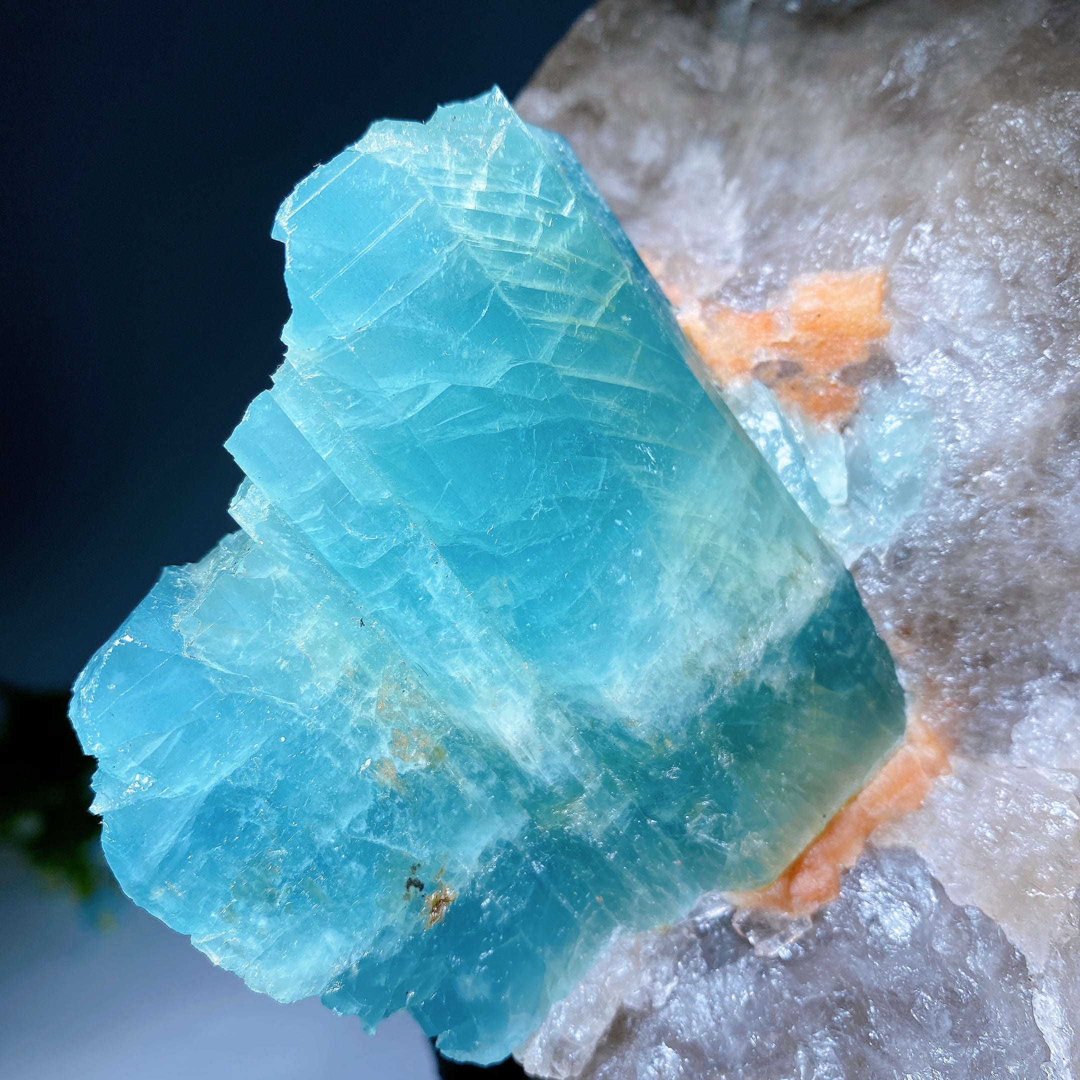 Large Aquamarine Quartz Crystal Display with Stand 35cm