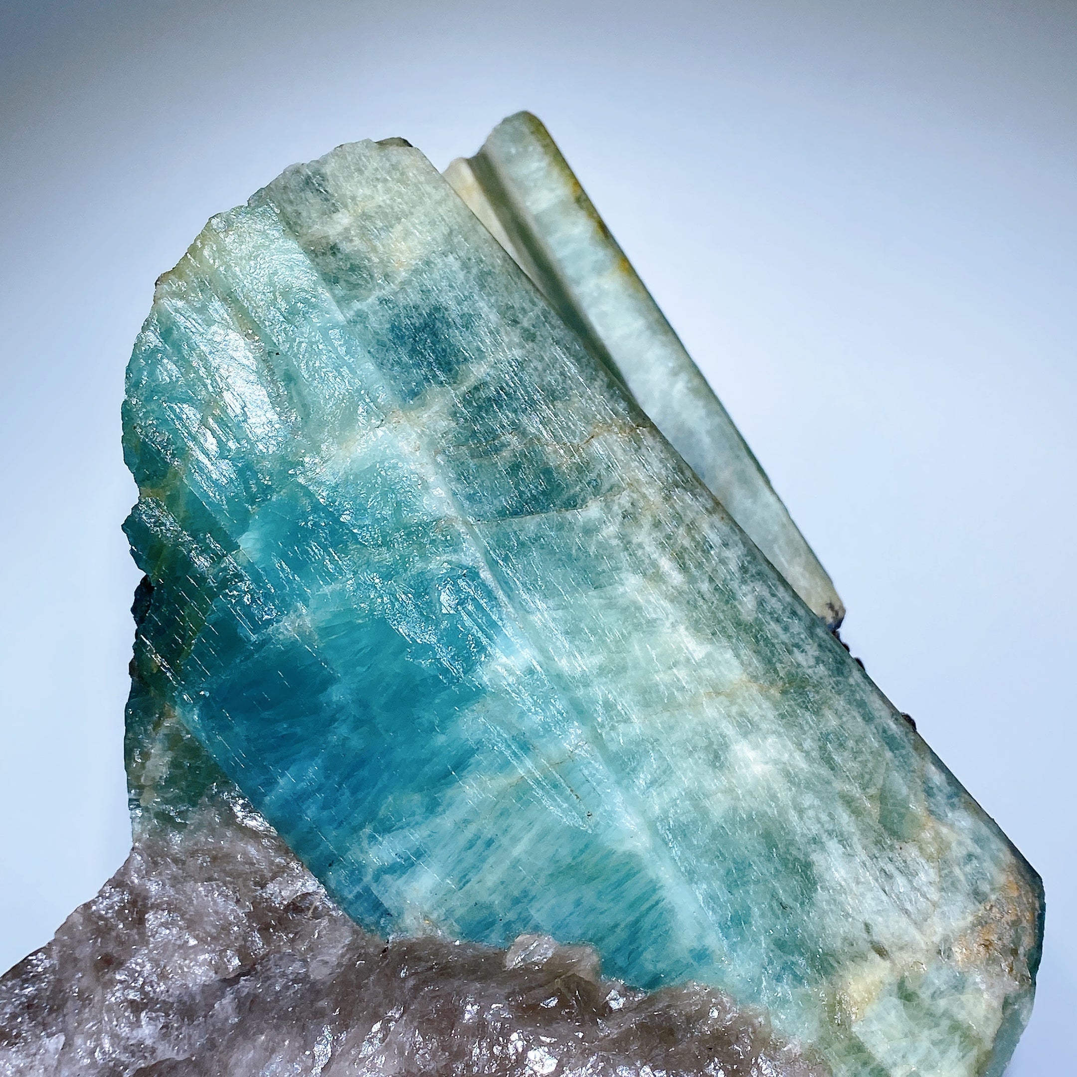 Large Aquamarine Quartz Crystal Display with Stand 35cm
