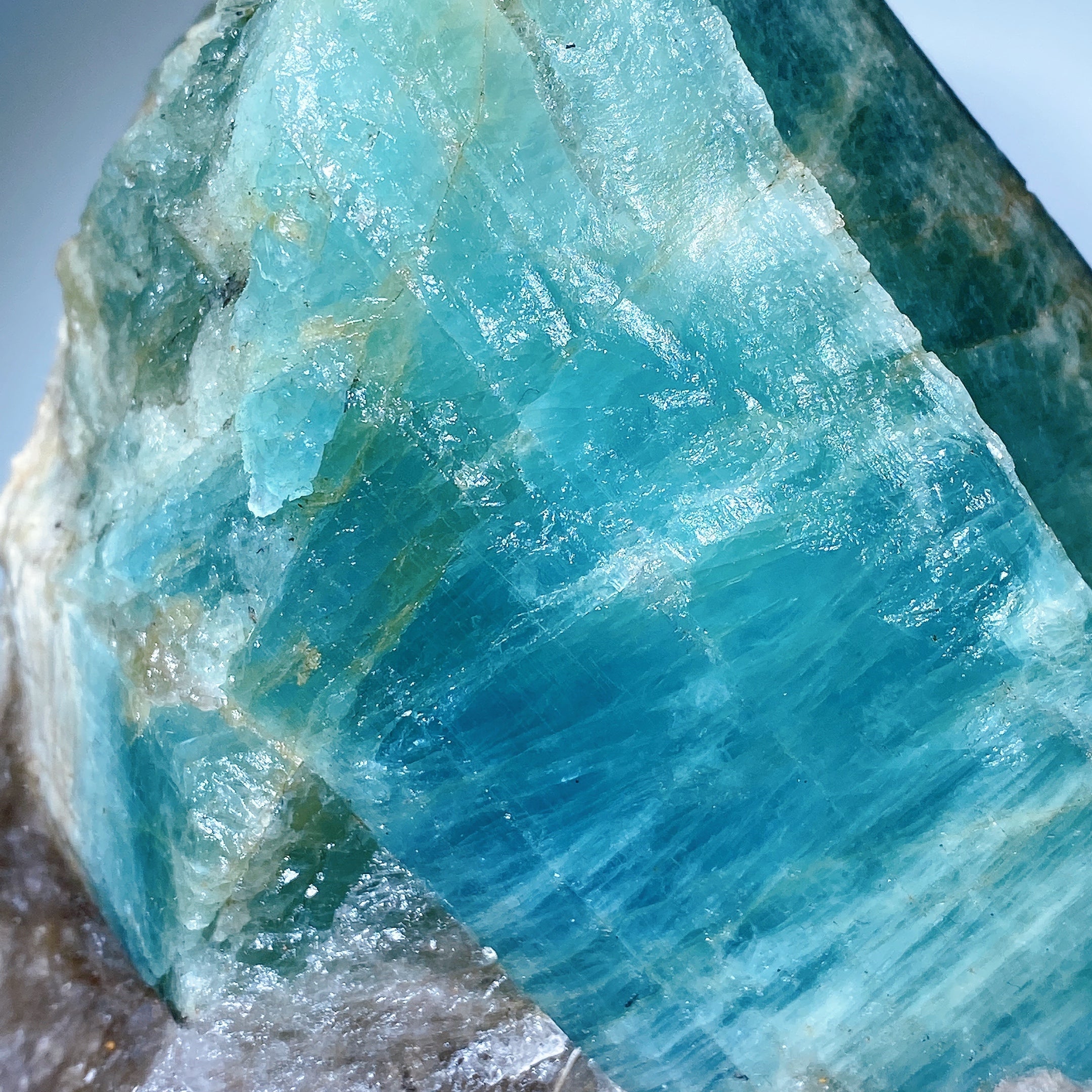 Large Aquamarine Quartz Crystal Display with Stand 35cm