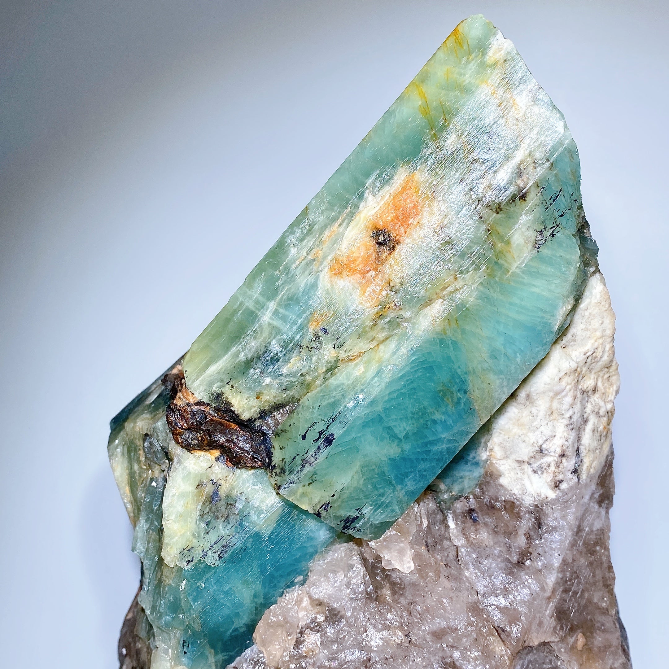 Large Aquamarine Quartz Crystal Display with Stand 35cm