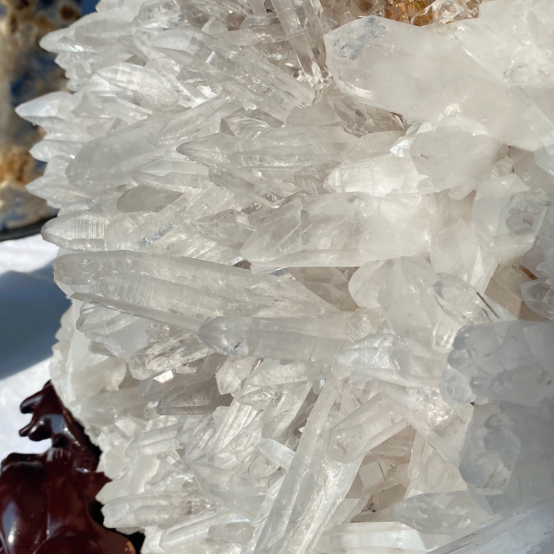 Large Calcite Cluster 80cm with Wooden Stand for Healing