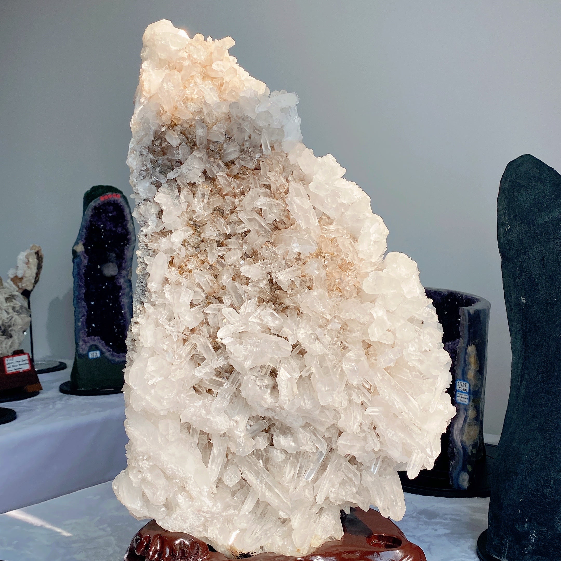 Large Calcite Cluster 80cm with Wooden Stand for Healing