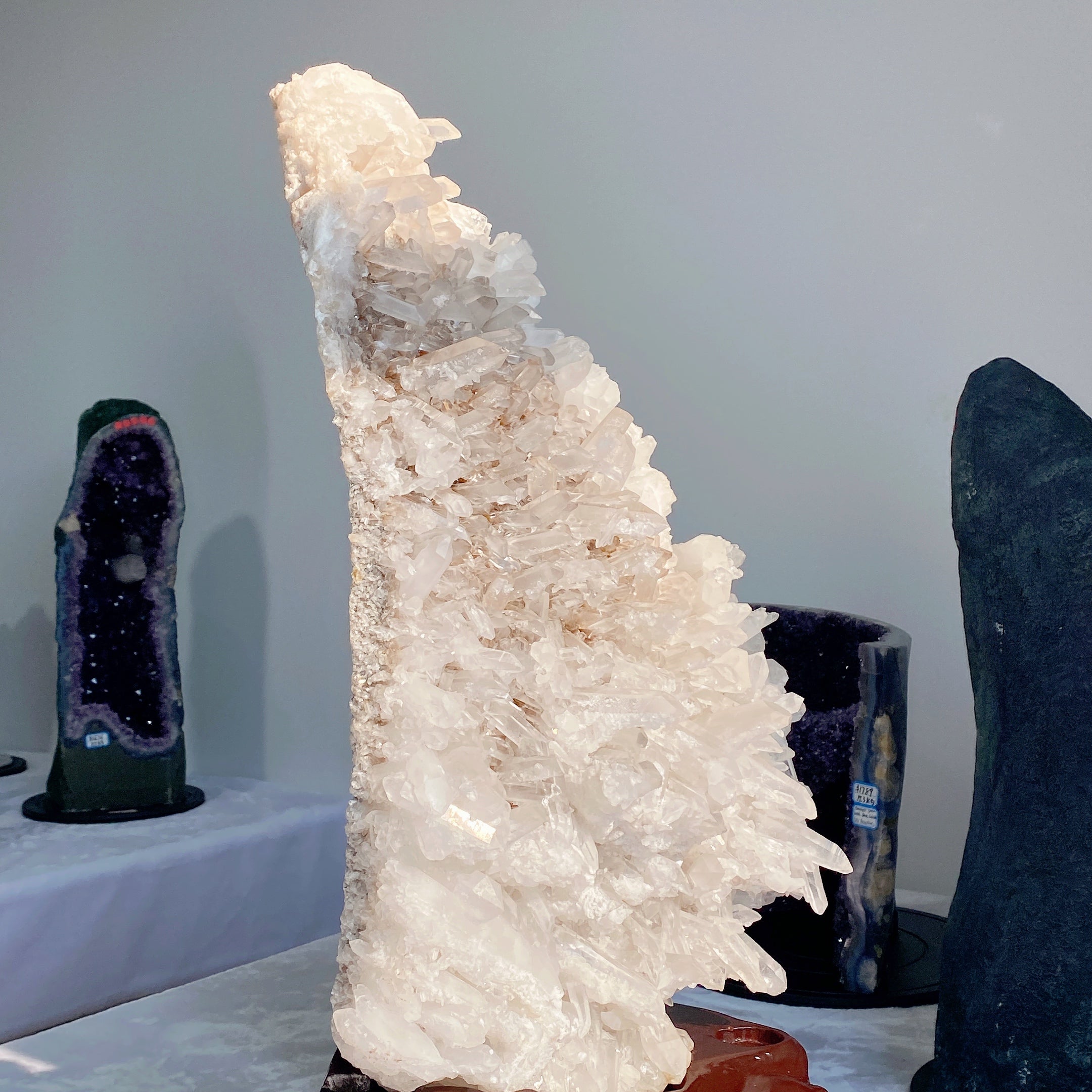 Large Calcite Cluster 80cm with Wooden Stand for Healing