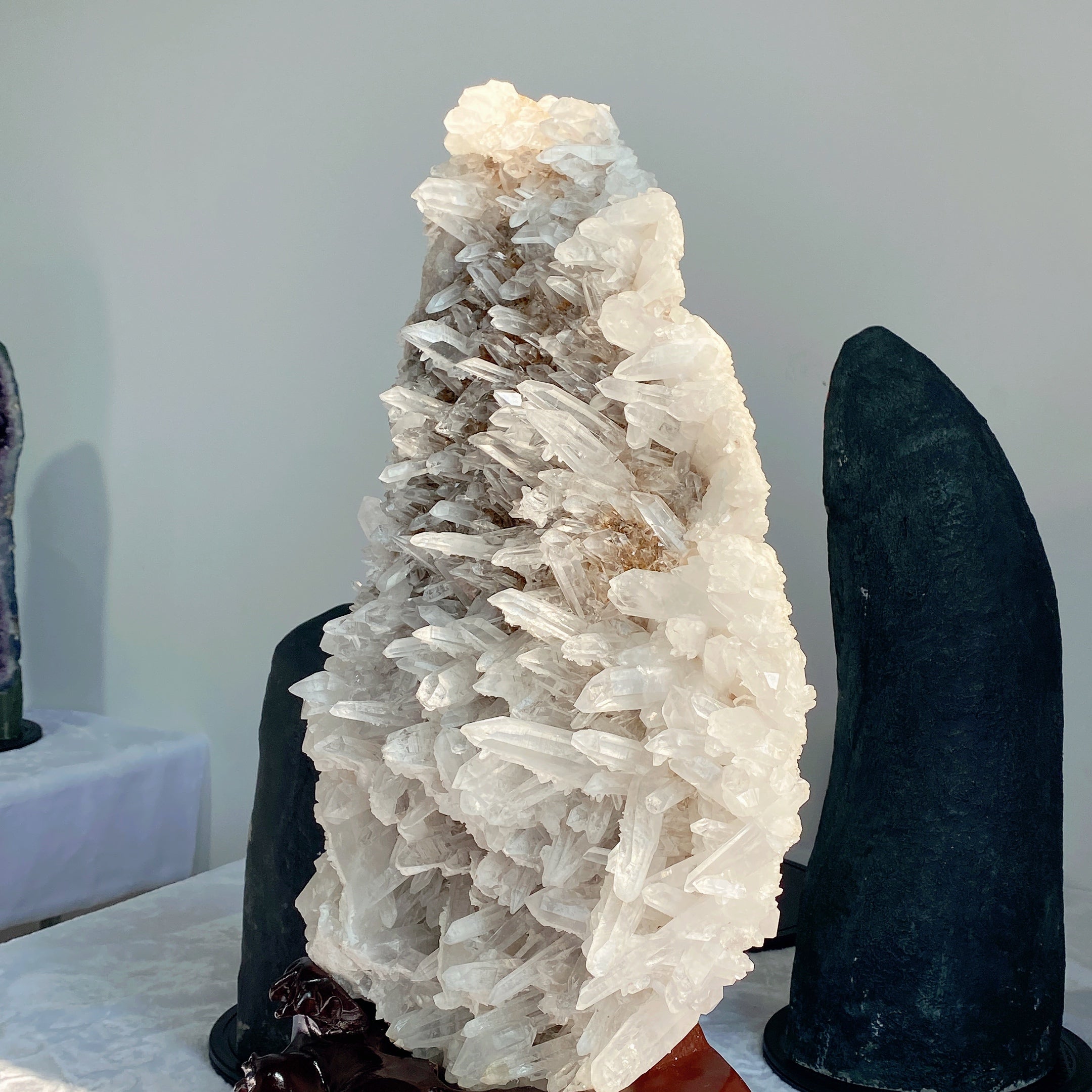 Large Calcite Cluster 80cm with Wooden Stand for Healing