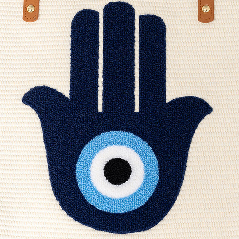 Large Capacity Canvas Evil Eye Tote Bag for Protection
