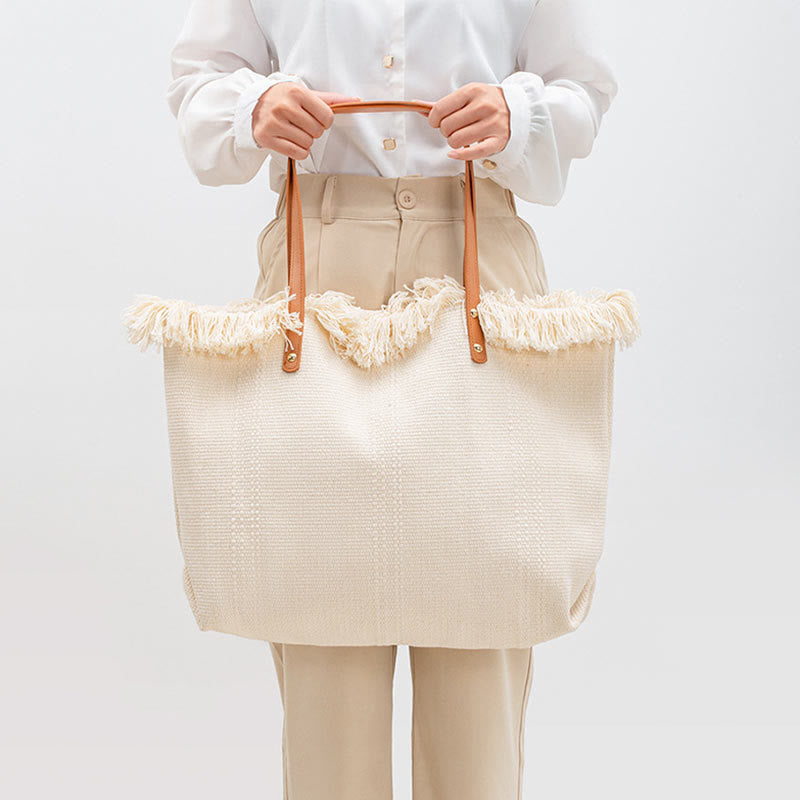 Large Capacity Canvas Tote Bag with Tassel | Spiritual Accessories