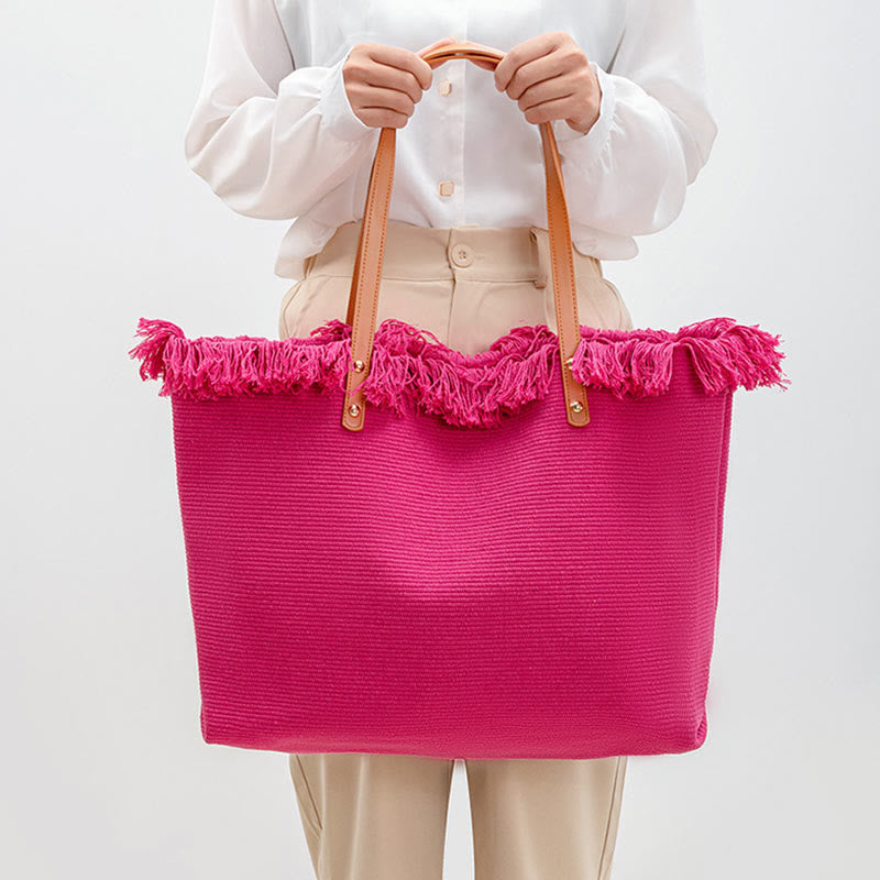 Large Capacity Canvas Tote Bag with Tassel | Spiritual Accessories