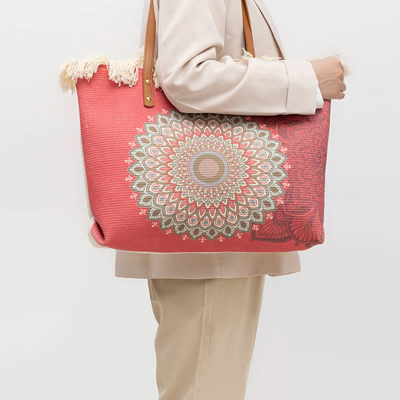 Large Capacity Dreamcatcher Mandala Canvas Tote Bag