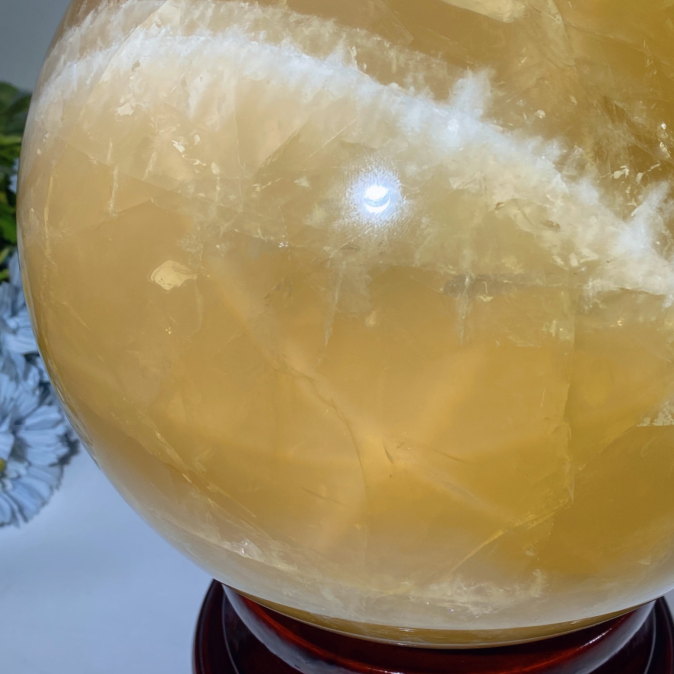 Large Citrine Crystal Sphere 20cm with Wooden Stand