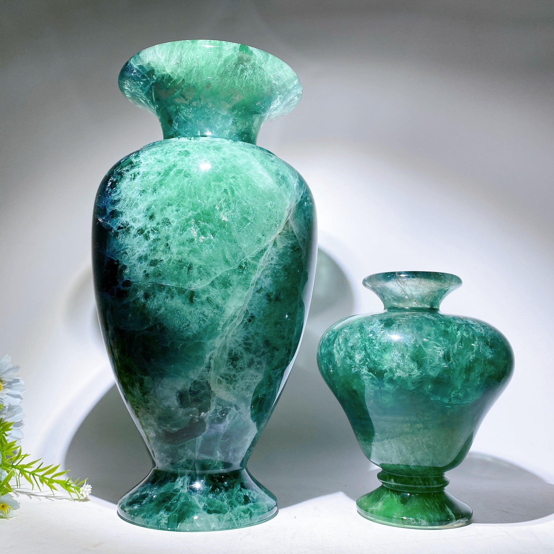 Large Fluorite Crystal Vase 7.5" & 14.2" for Healing Decor