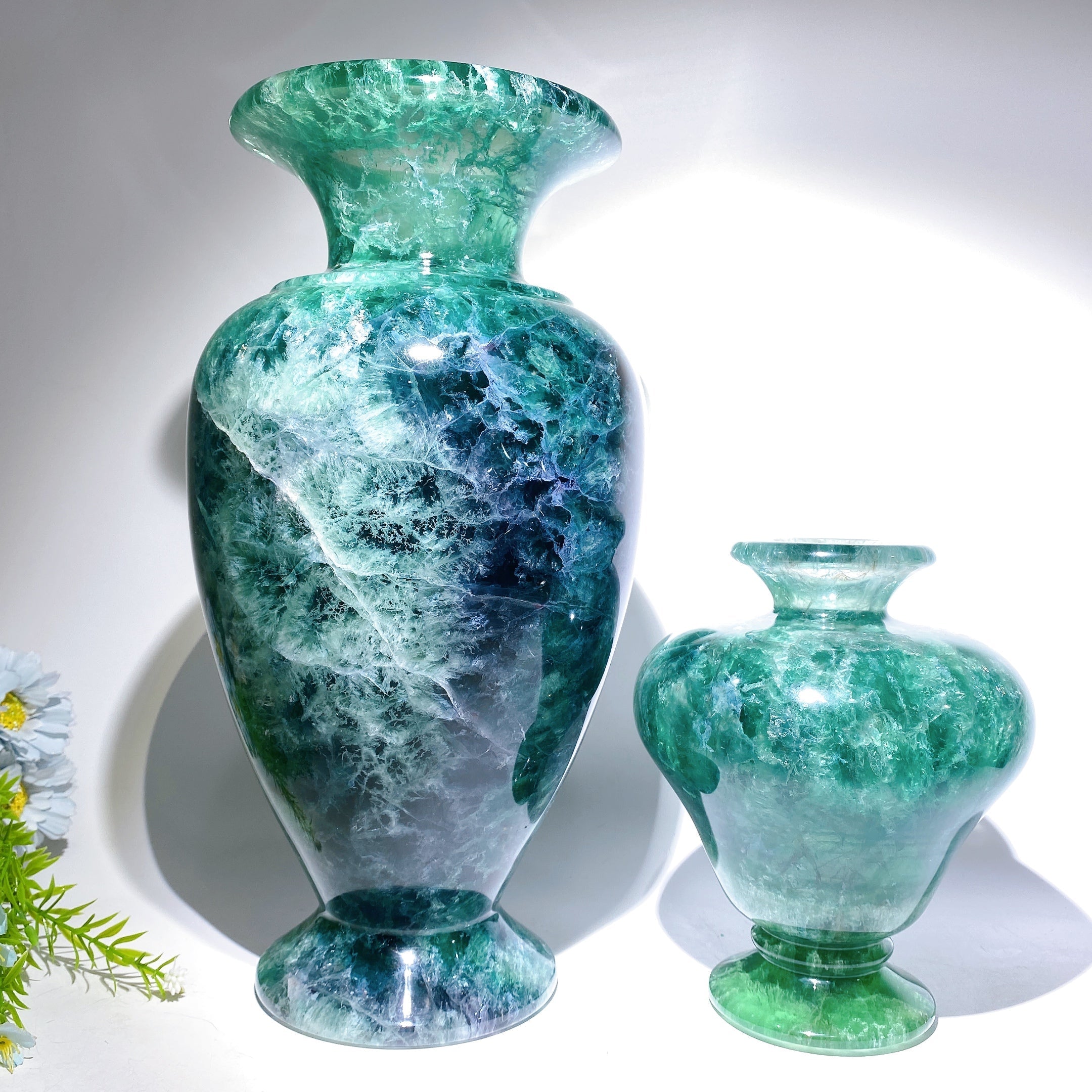 Large Fluorite Crystal Vase 7.5" & 14.2" for Healing Decor