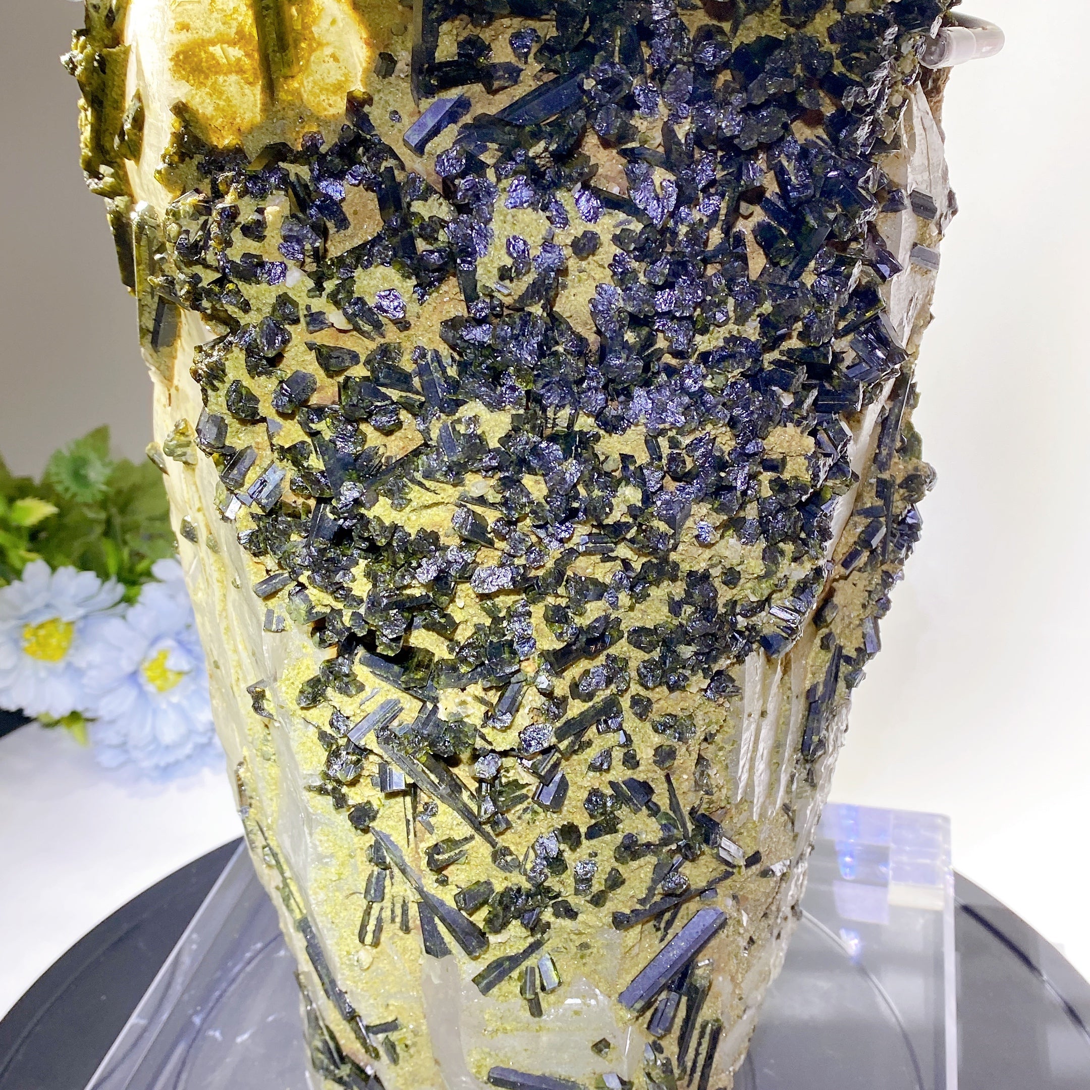 Large Green Tourmaline in Quartz Crystal Specimen 62cm