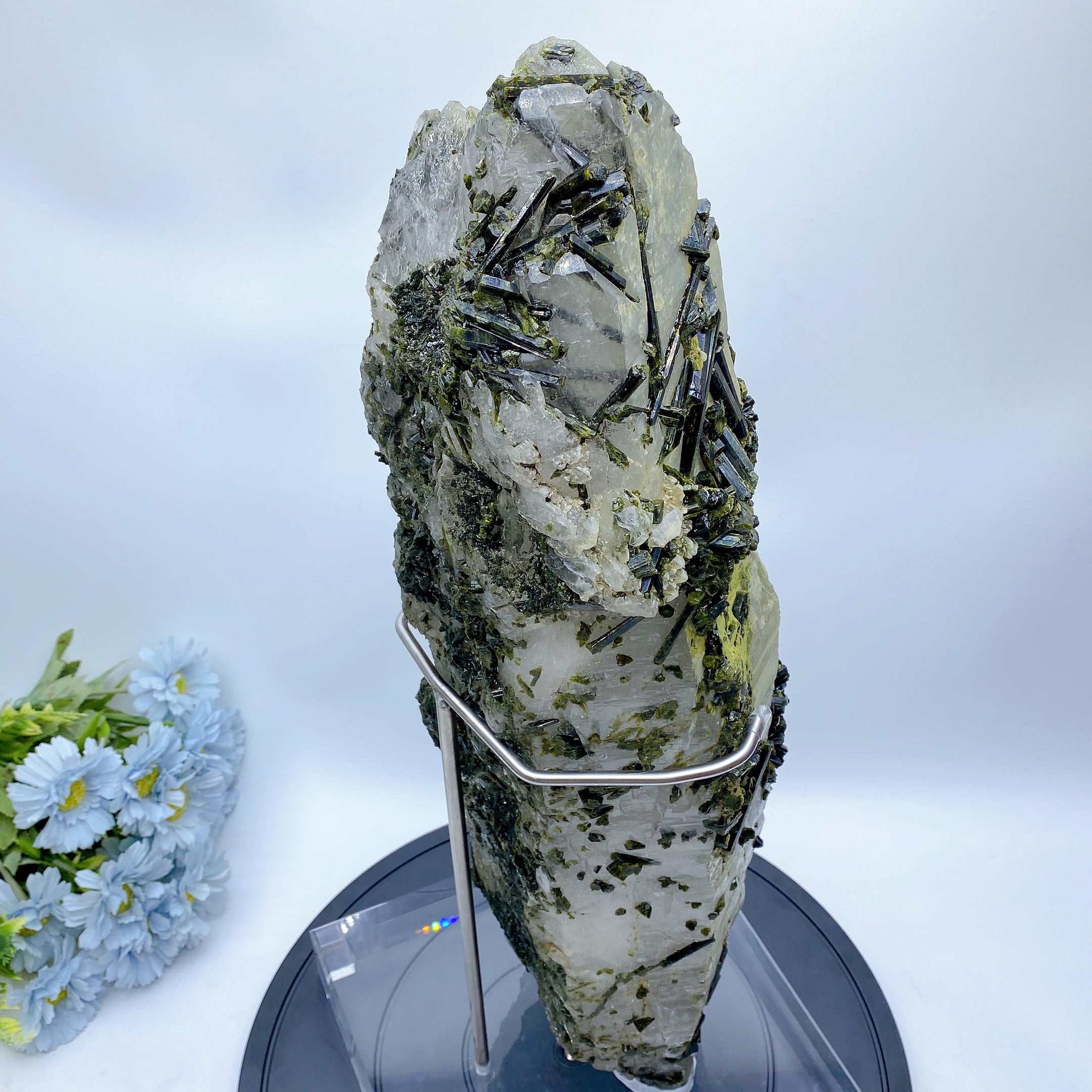 Large Green Tourmaline in Quartz Crystal Specimen 62cm