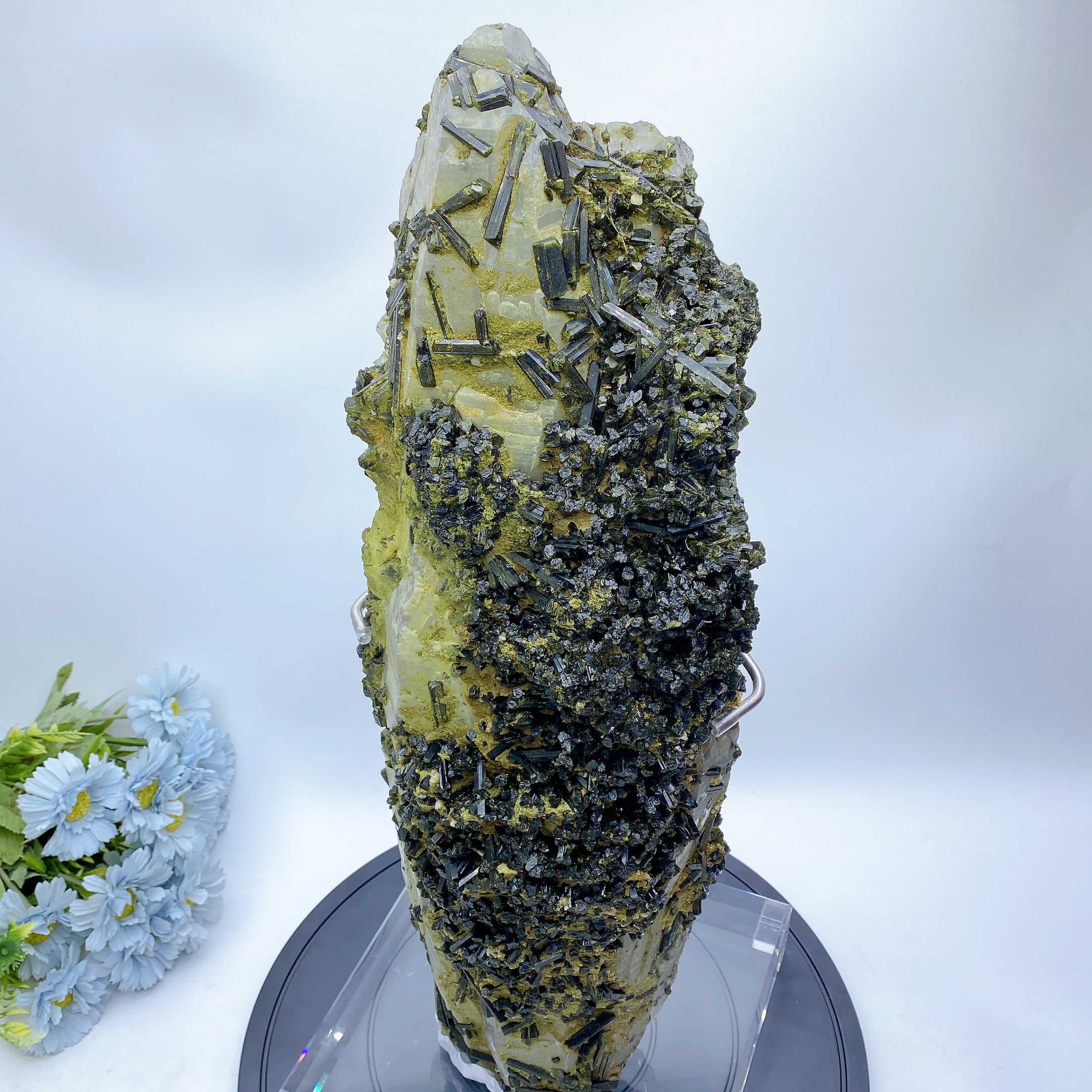 Large Green Tourmaline in Quartz Crystal Specimen 62cm