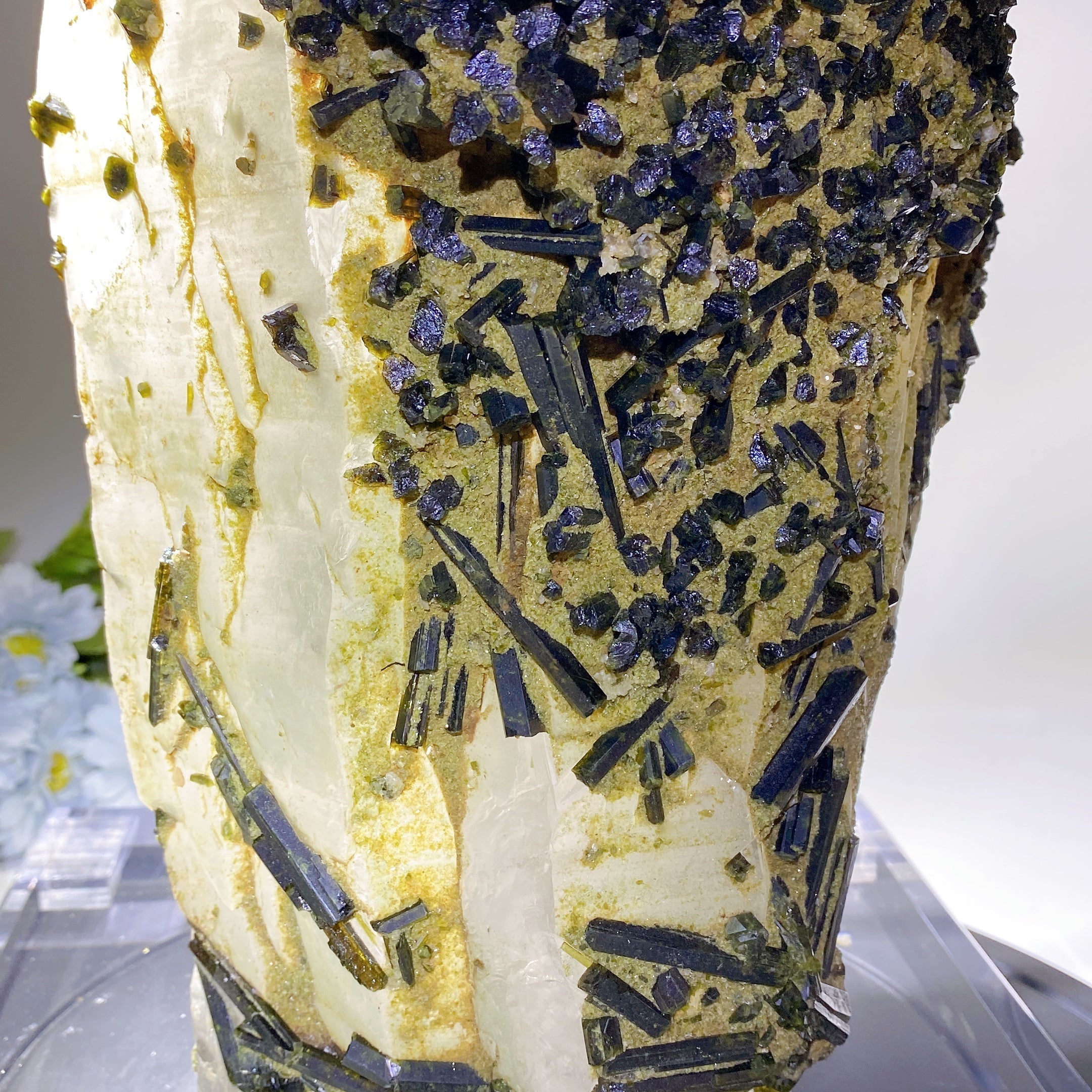 Large Green Tourmaline in Quartz Crystal Specimen 62cm