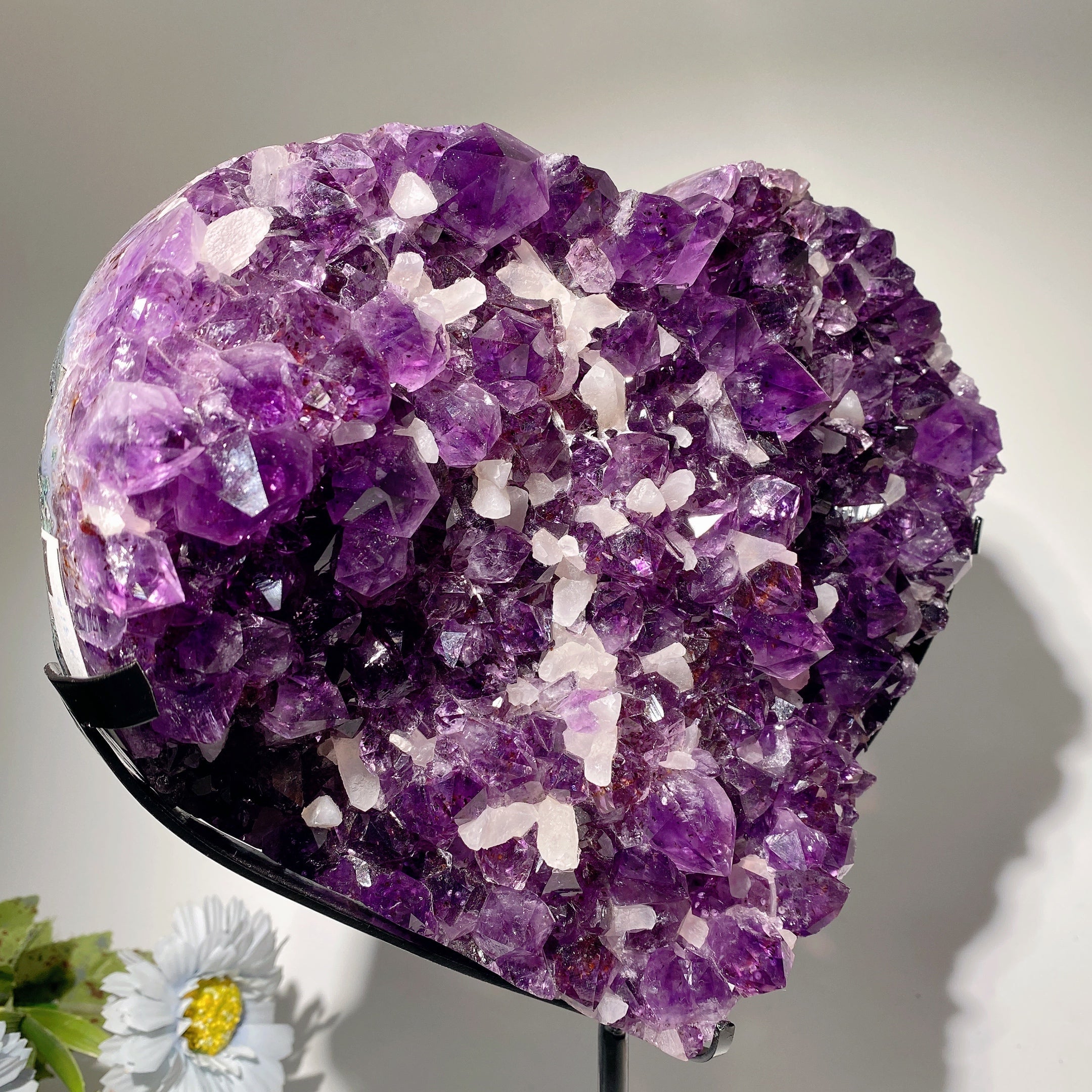 Large Heart-Shaped Amethyst Calcite Crystal Cluster 23cm