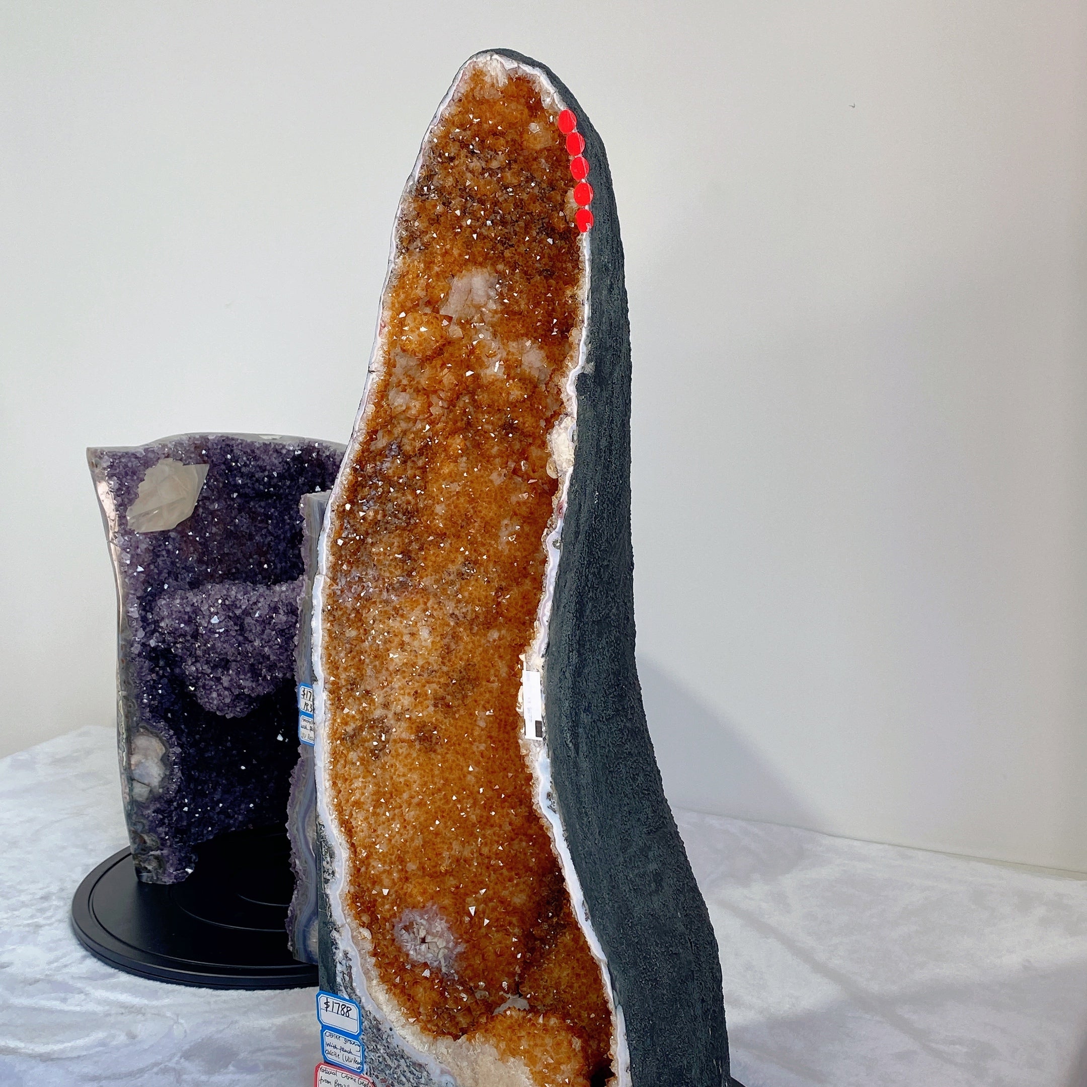 Large Natural Citrine Geode Crystal Specimen 25cm Display