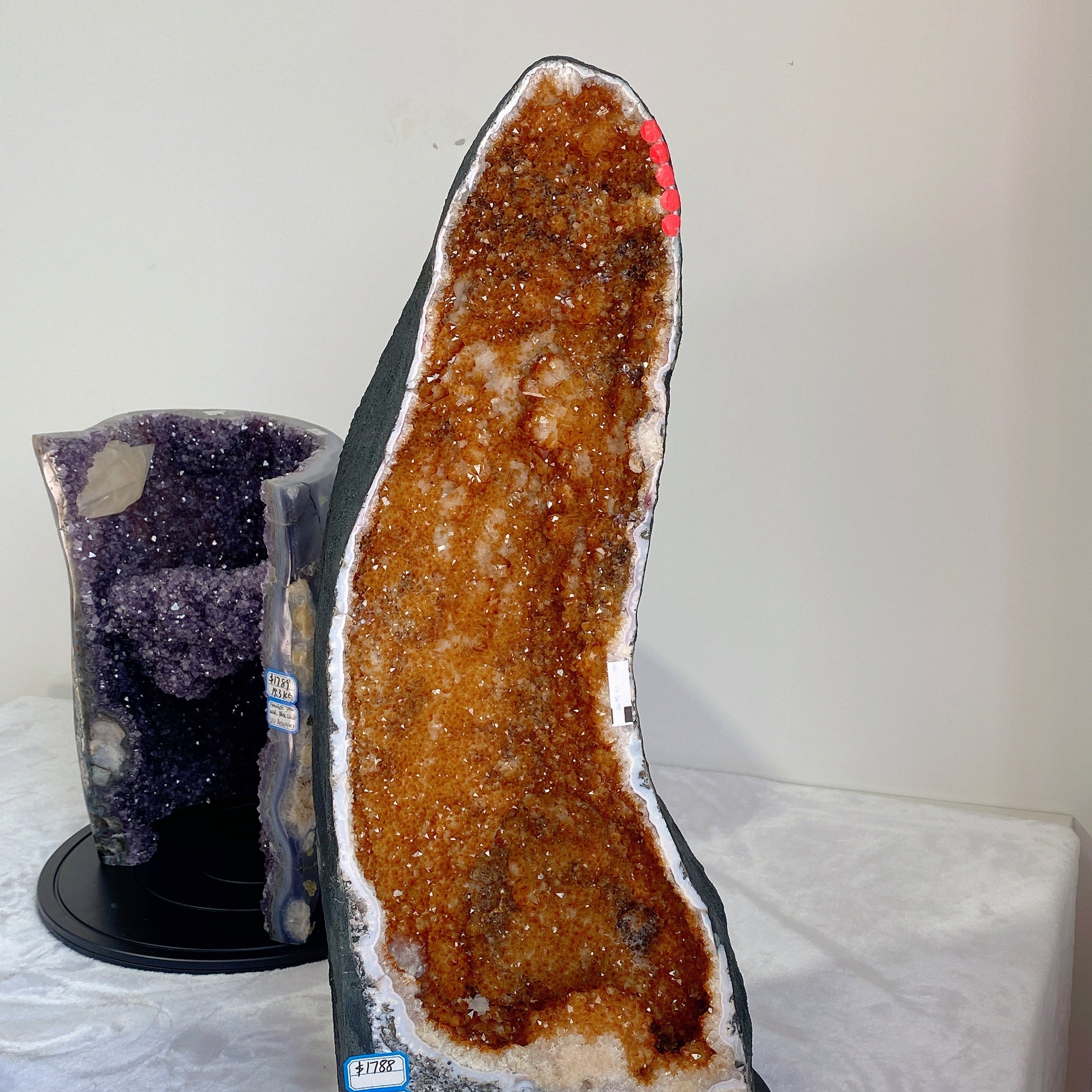 Large Natural Citrine Geode Crystal Specimen 25cm Display