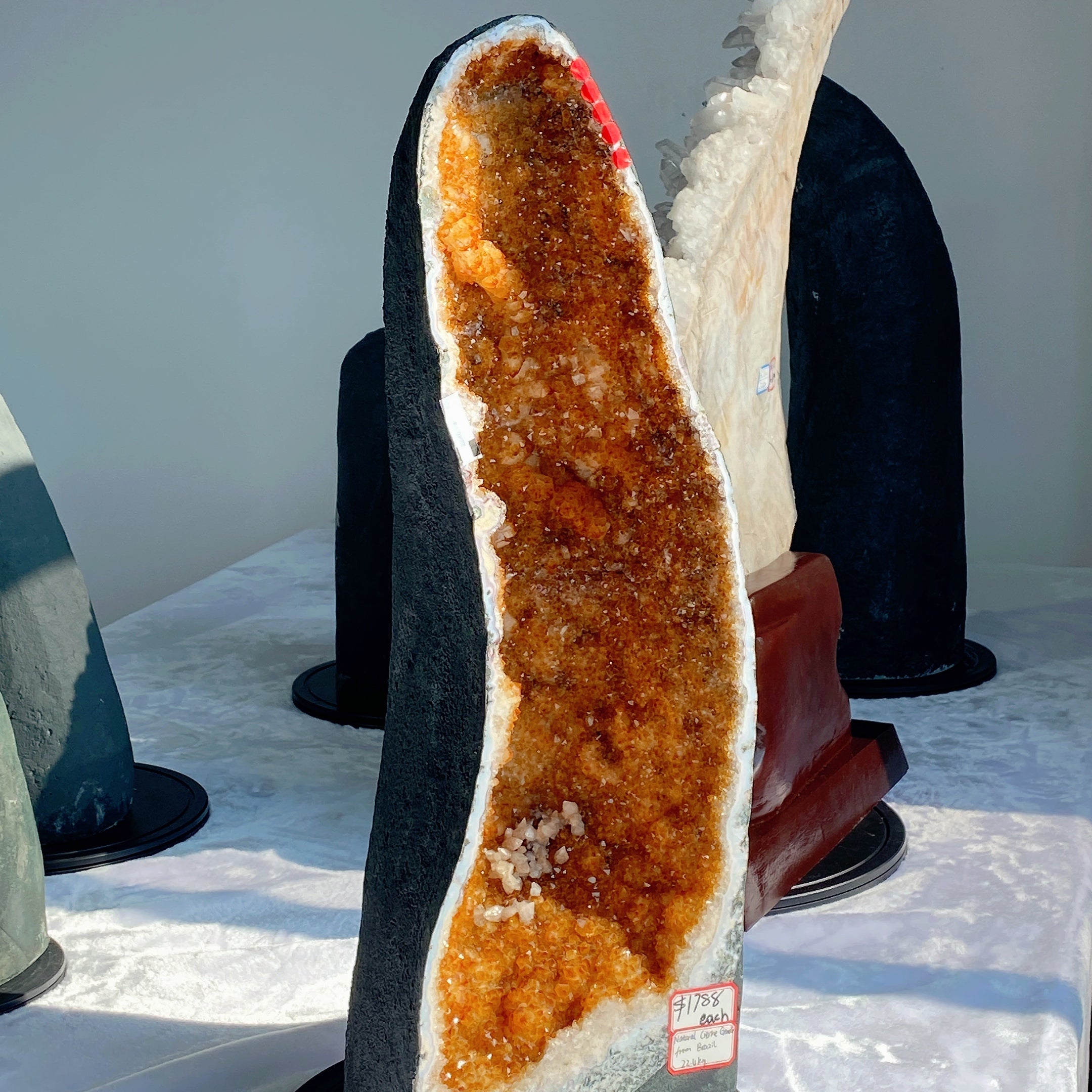 Large Natural Citrine Geode Crystal Specimen 25cm Display
