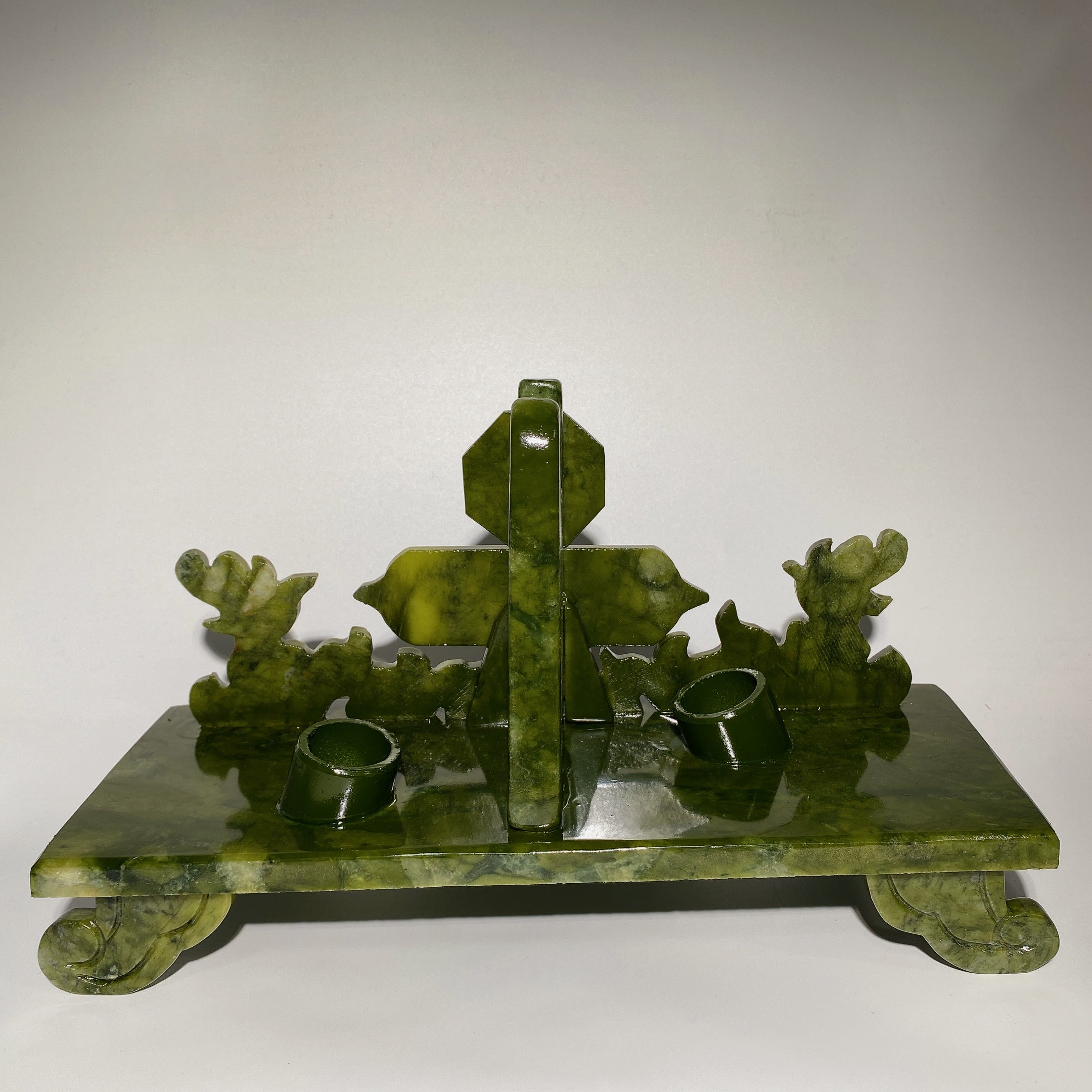 Large Serpentine Crystal Figurines Axe Carvings Set