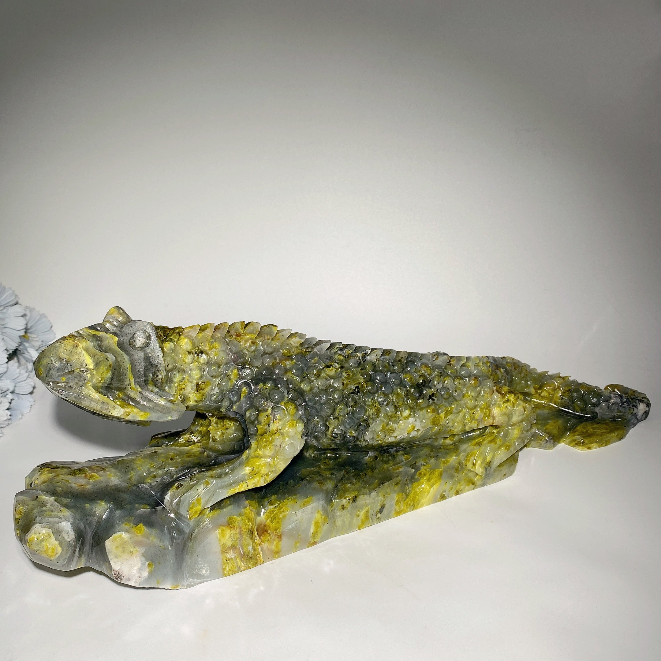 Large Serpentine Lizard Crystal Animal Carving 40-50cm