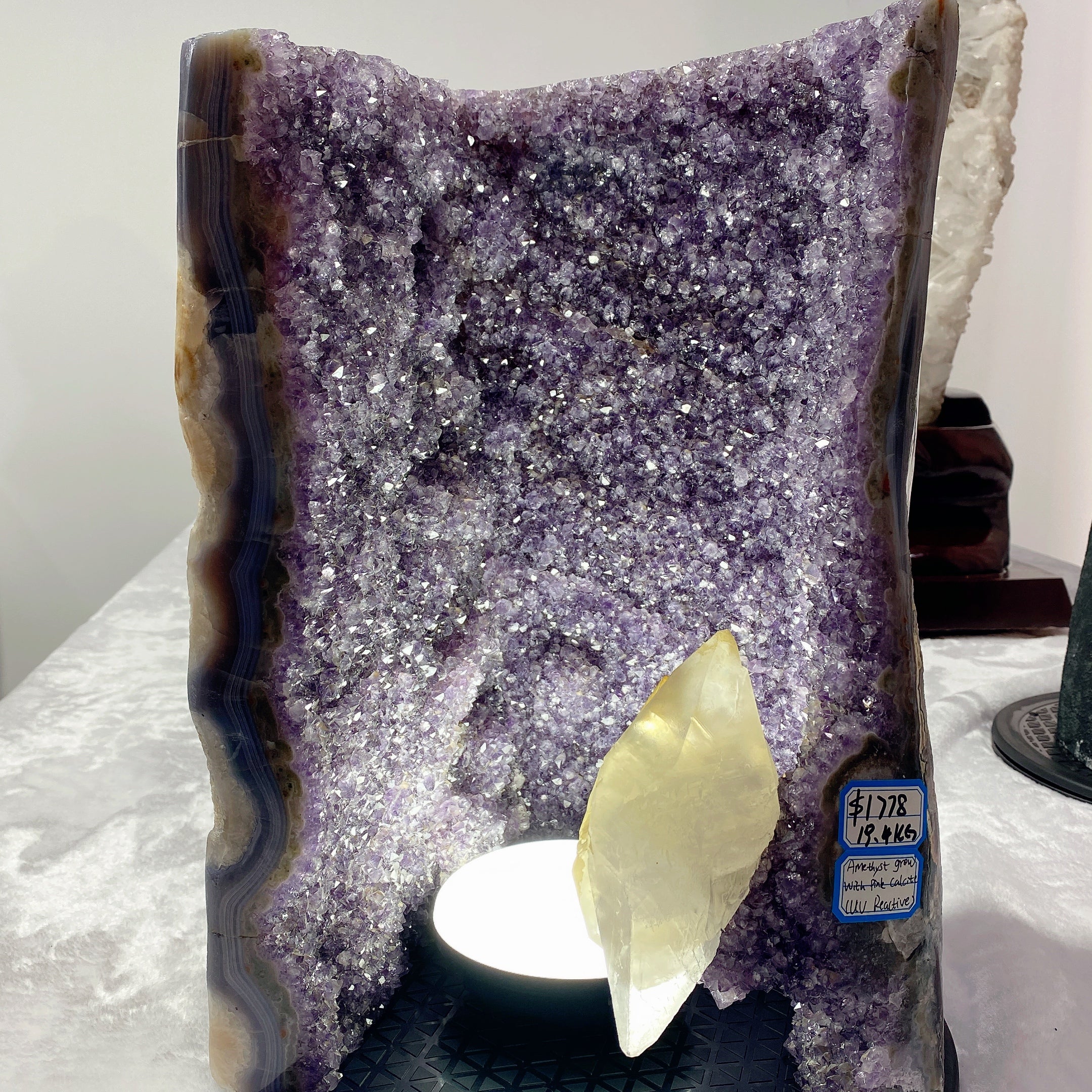 Large UV Reactive Amethyst & Pink Calcite Crystal Specimen 40cm