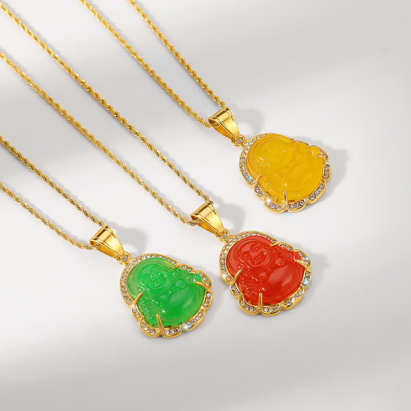Laughing Buddha Feng Shui Jade Prosperity Necklace