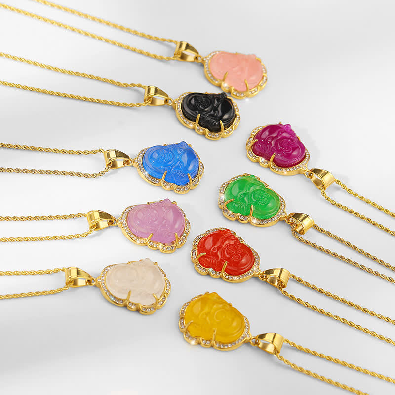 Laughing Buddha Feng Shui Jade Prosperity Necklace