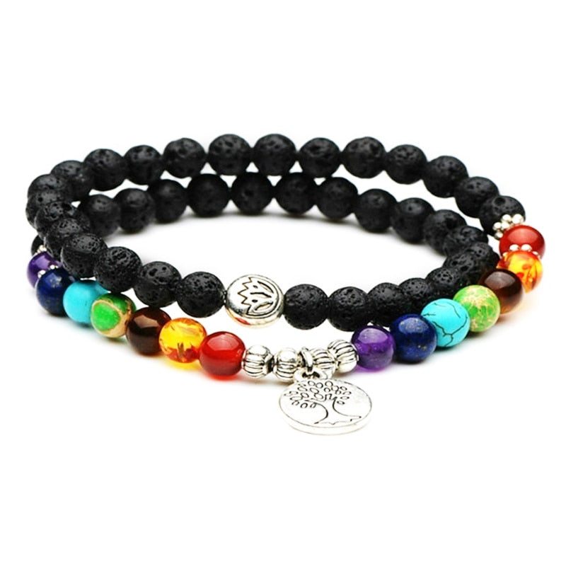 Lava Rock 7 Chakra Bracelet