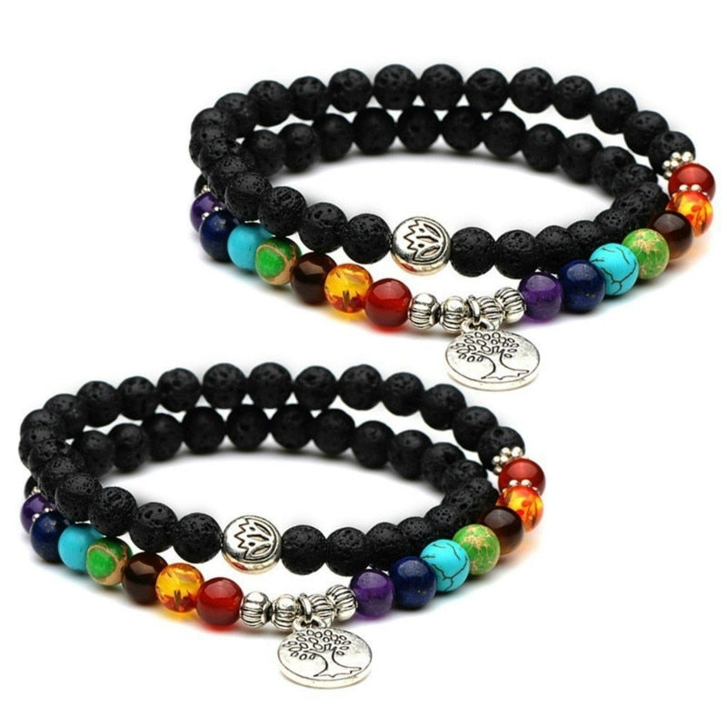 Lava Rock 7 Chakra Bracelet