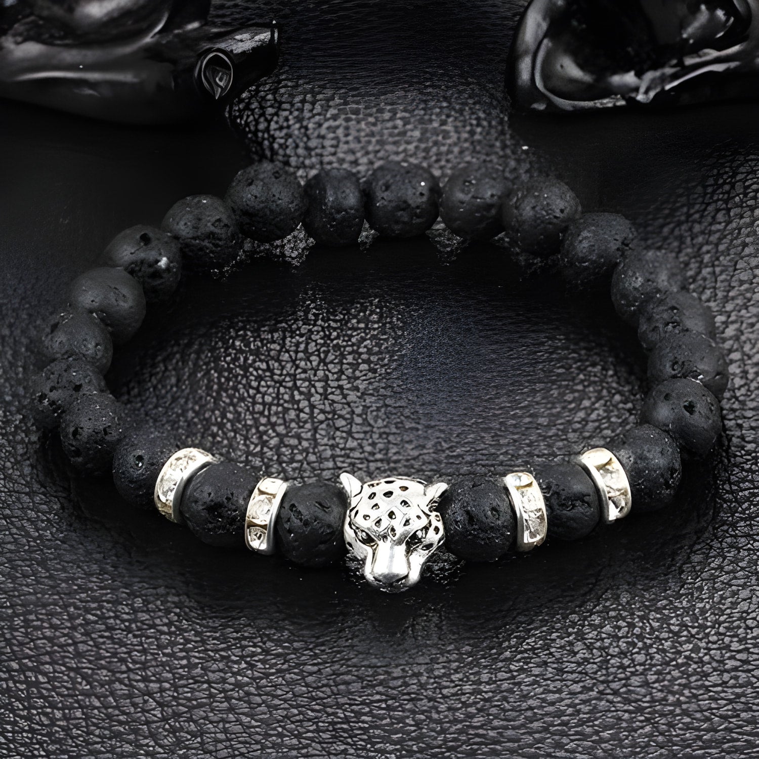 Leopard Charm Natural Stone Beads Bracelet